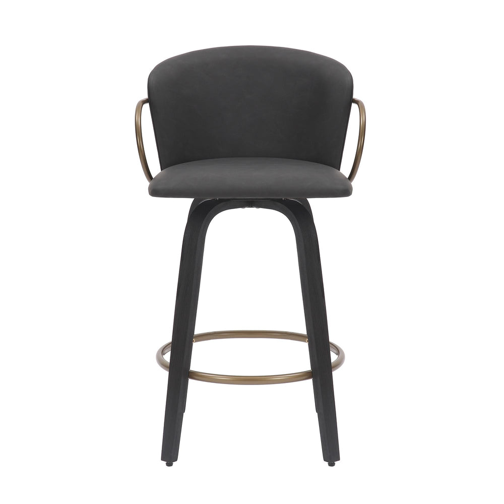  !nspire Lawson 203-634CH 26" Counter Stool with Swivel - Vintage Charcoal, Black and Aged Gold IMAGE 5