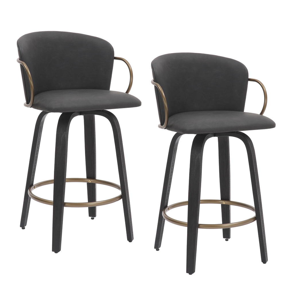  !nspire Lawson 203-634CH 26" Counter Stool with Swivel - Vintage Charcoal, Black and Aged Gold IMAGE 7