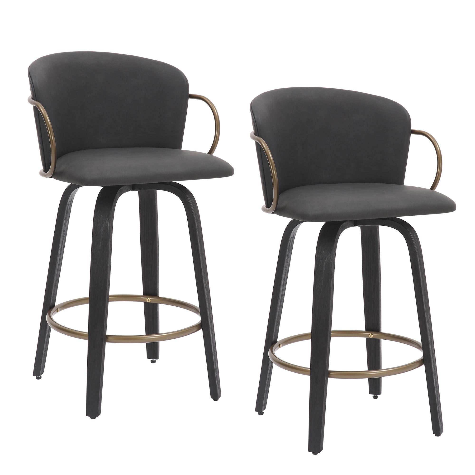 !nspire Lawson 203-634CH 26" Counter Stool with Swivel - Vintage Charcoal, Black and Aged Gold IMAGE 7
