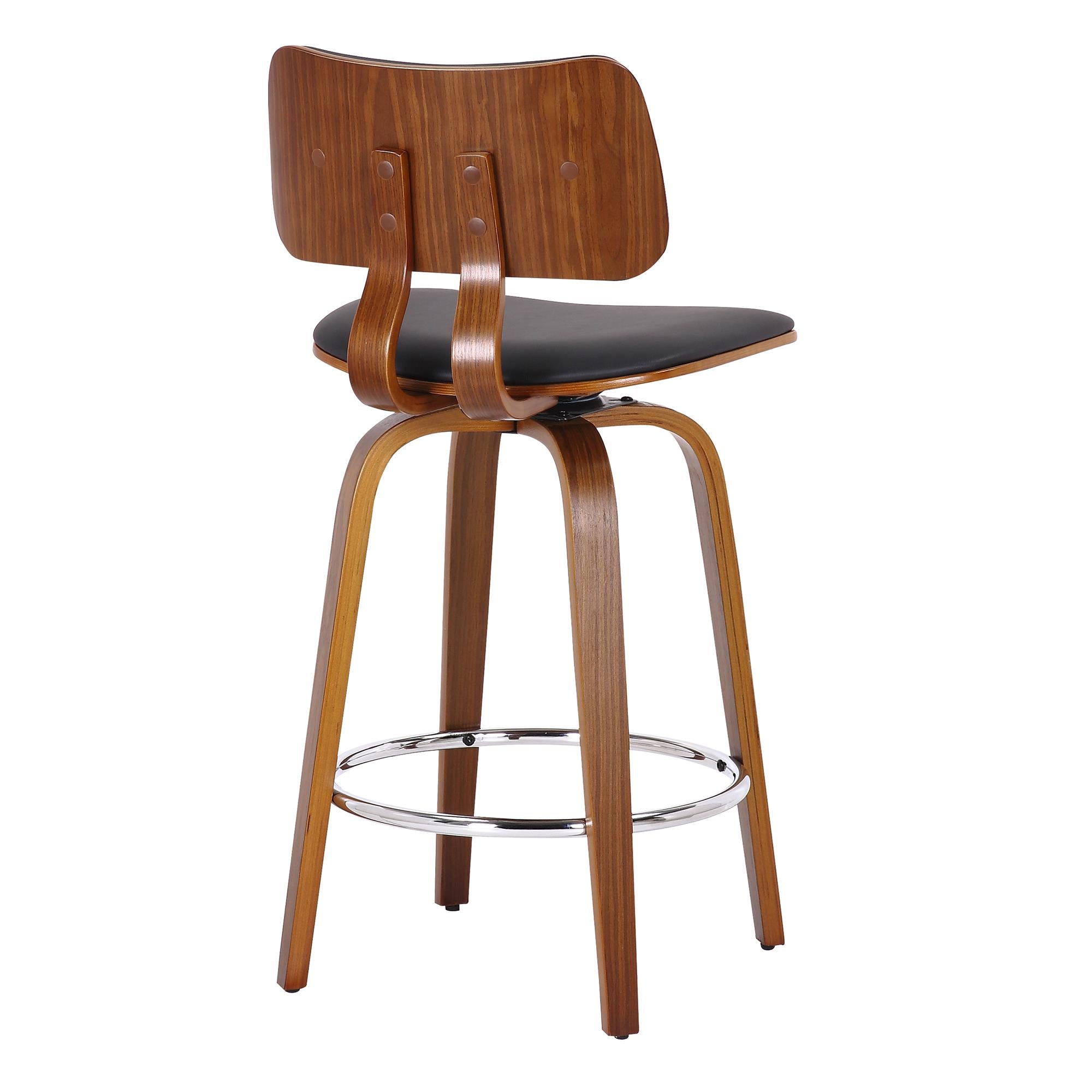  !nspire Zuni 203-581PUBK 26" Counter Stool with Swivel - Black Faux Leather and Walnut IMAGE 3
