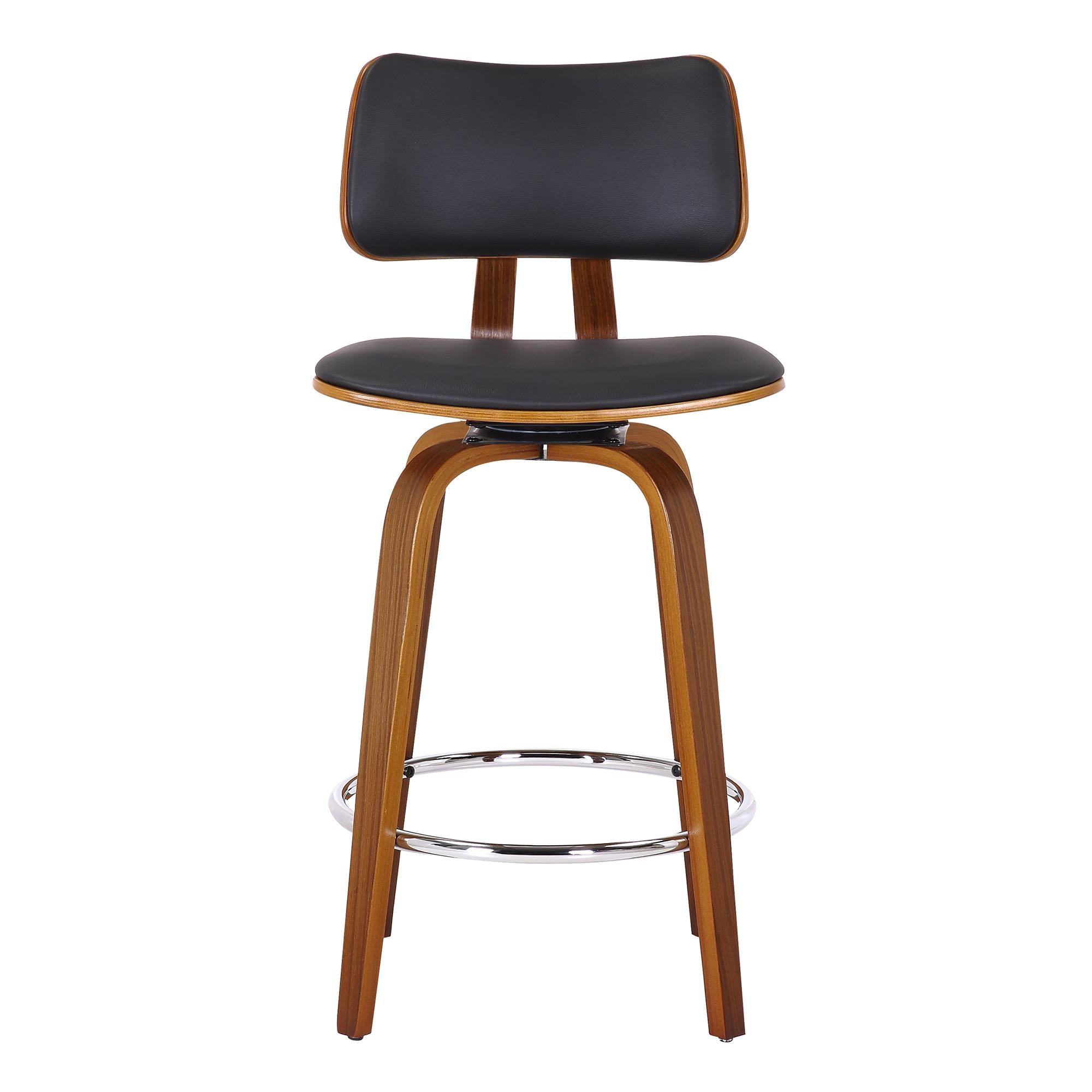  !nspire Zuni 203-581PUBK 26" Counter Stool with Swivel - Black Faux Leather and Walnut IMAGE 5