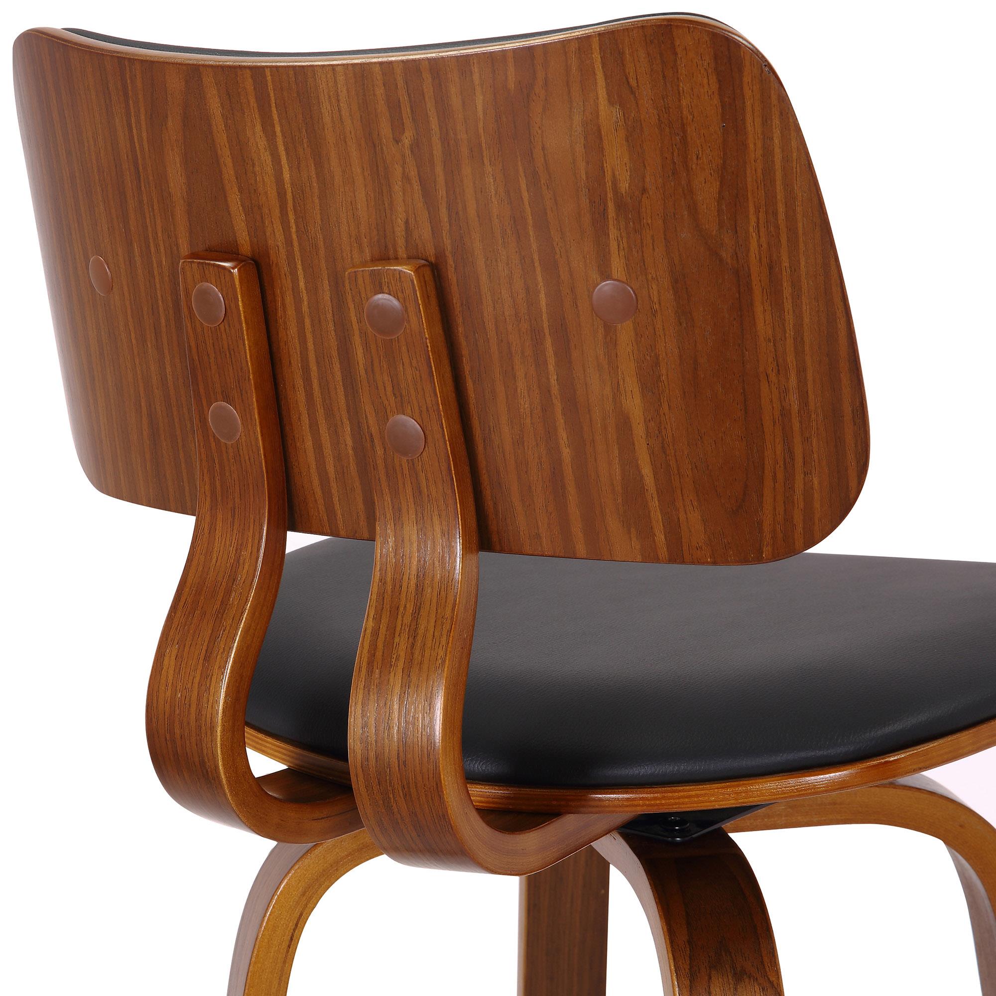  !nspire Zuni 203-581PUBK 26" Counter Stool with Swivel - Black Faux Leather and Walnut IMAGE 6