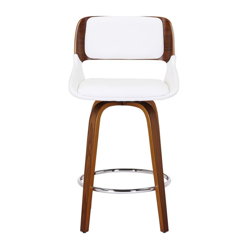 !nspire Hudson 203-582PUWT 26" Counter Stool with Swivel - White Faux Leather and Walnut IMAGE 5