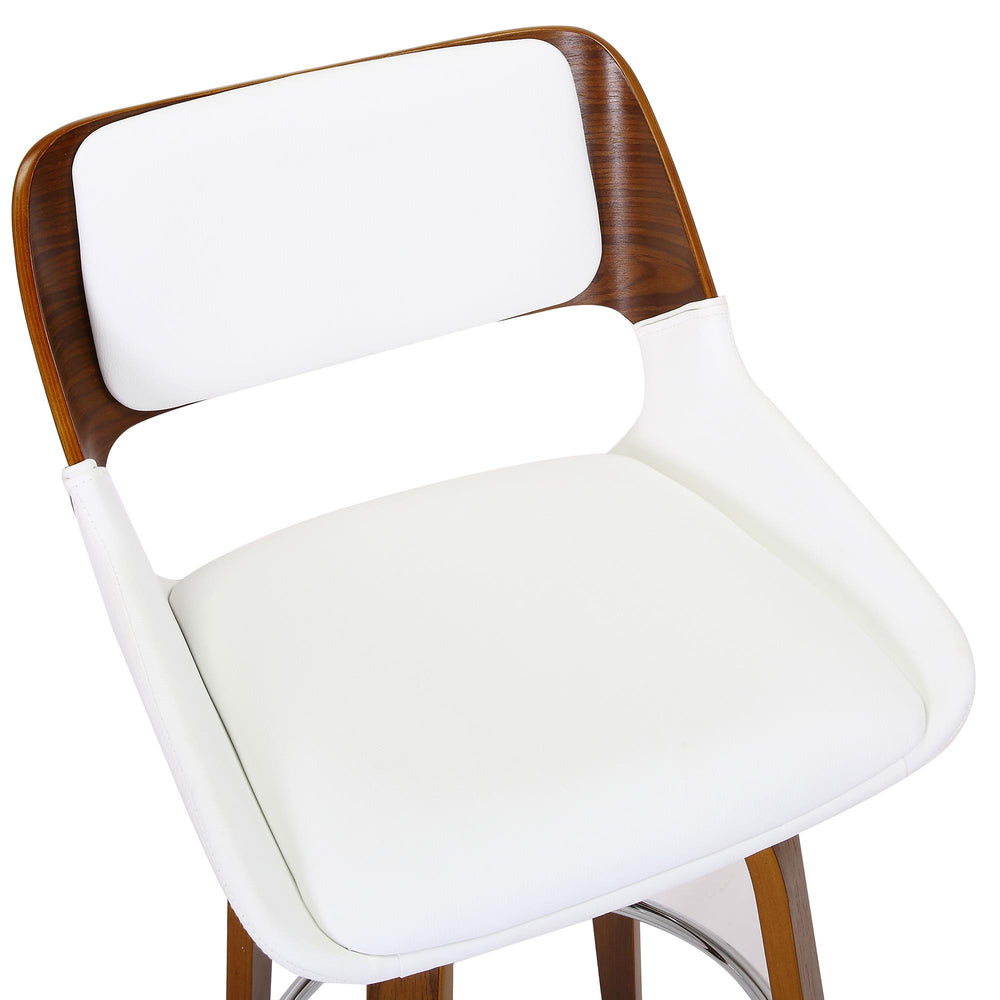  !nspire Hudson 203-582PUWT 26" Counter Stool with Swivel - White Faux Leather and Walnut IMAGE 6