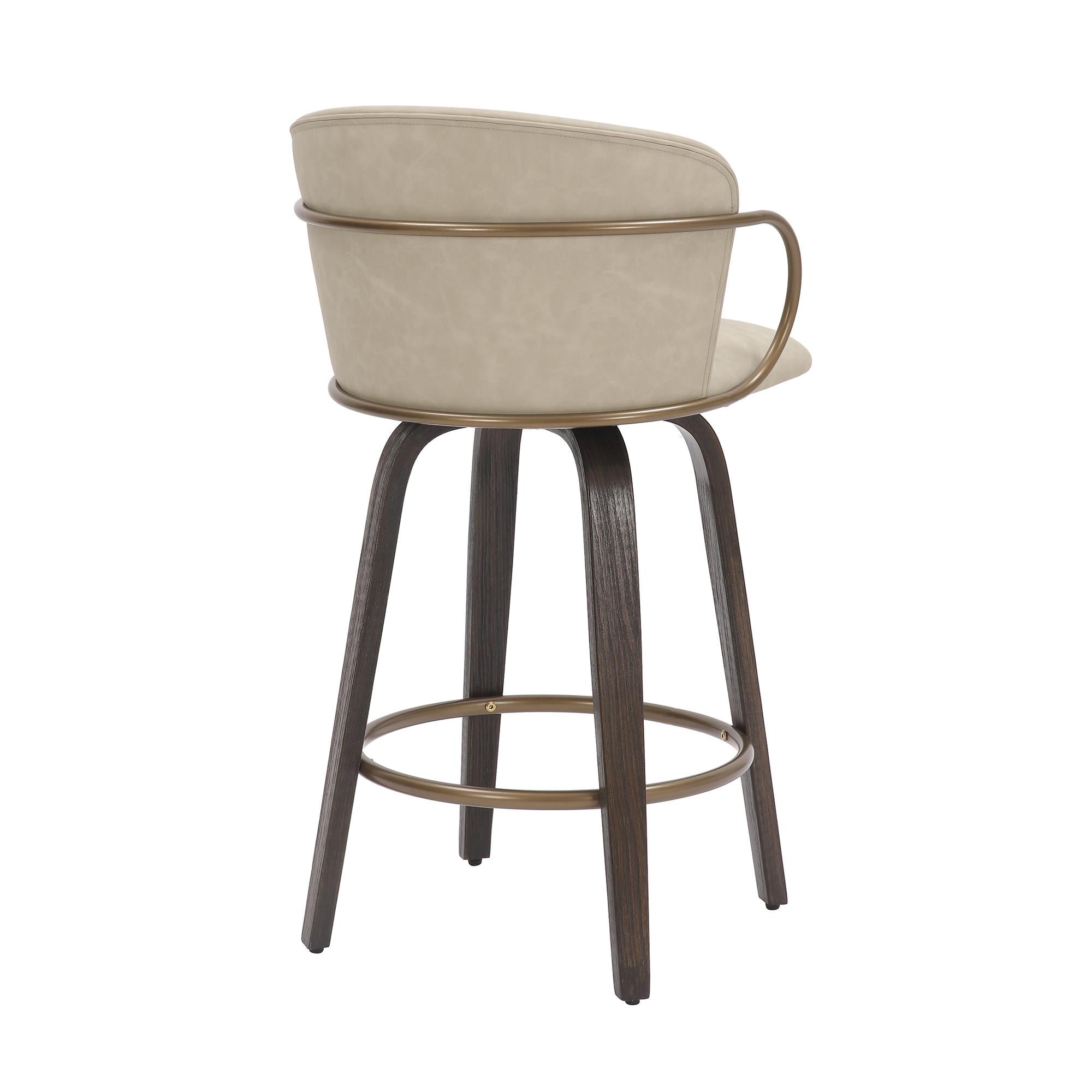  !nspire Lawson 203-634IV 26" Counter Stool with Swivel - Vintage Ivory, Brown and Aged Gold IMAGE 3