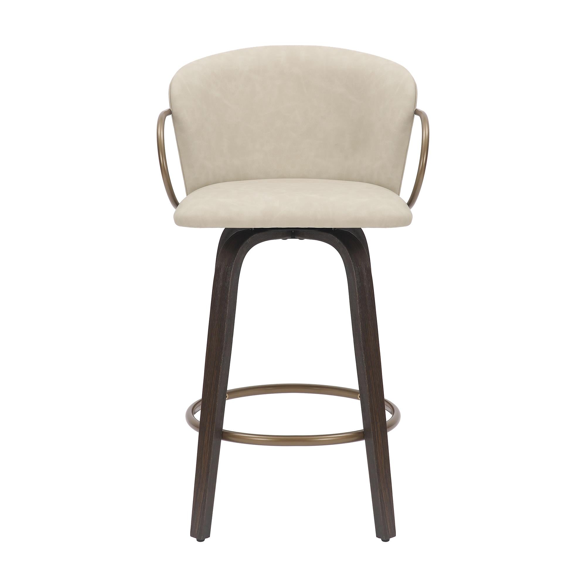  !nspire Lawson 203-634IV 26" Counter Stool with Swivel - Vintage Ivory, Brown and Aged Gold IMAGE 5