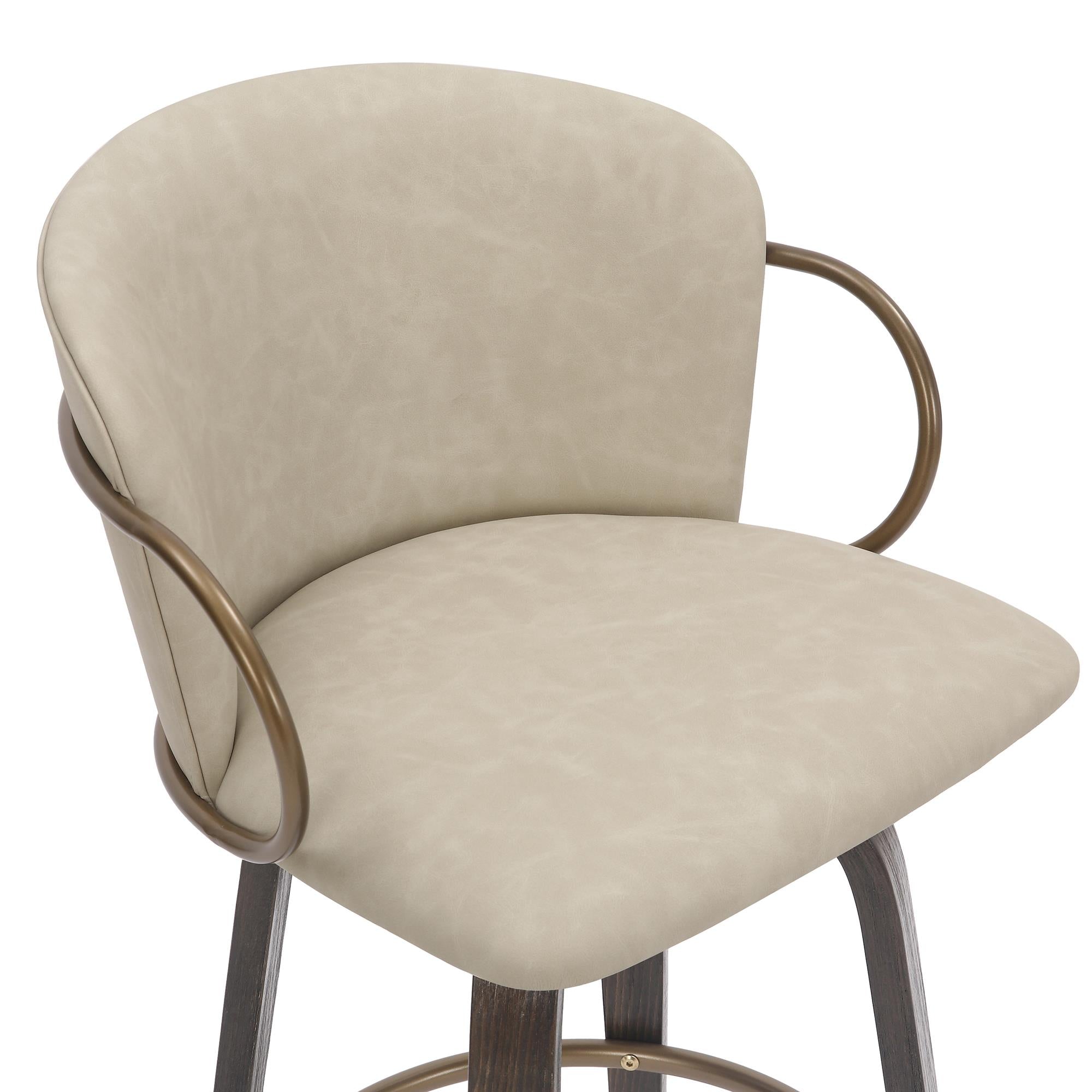  !nspire Lawson 203-634IV 26" Counter Stool with Swivel - Vintage Ivory, Brown and Aged Gold IMAGE 6