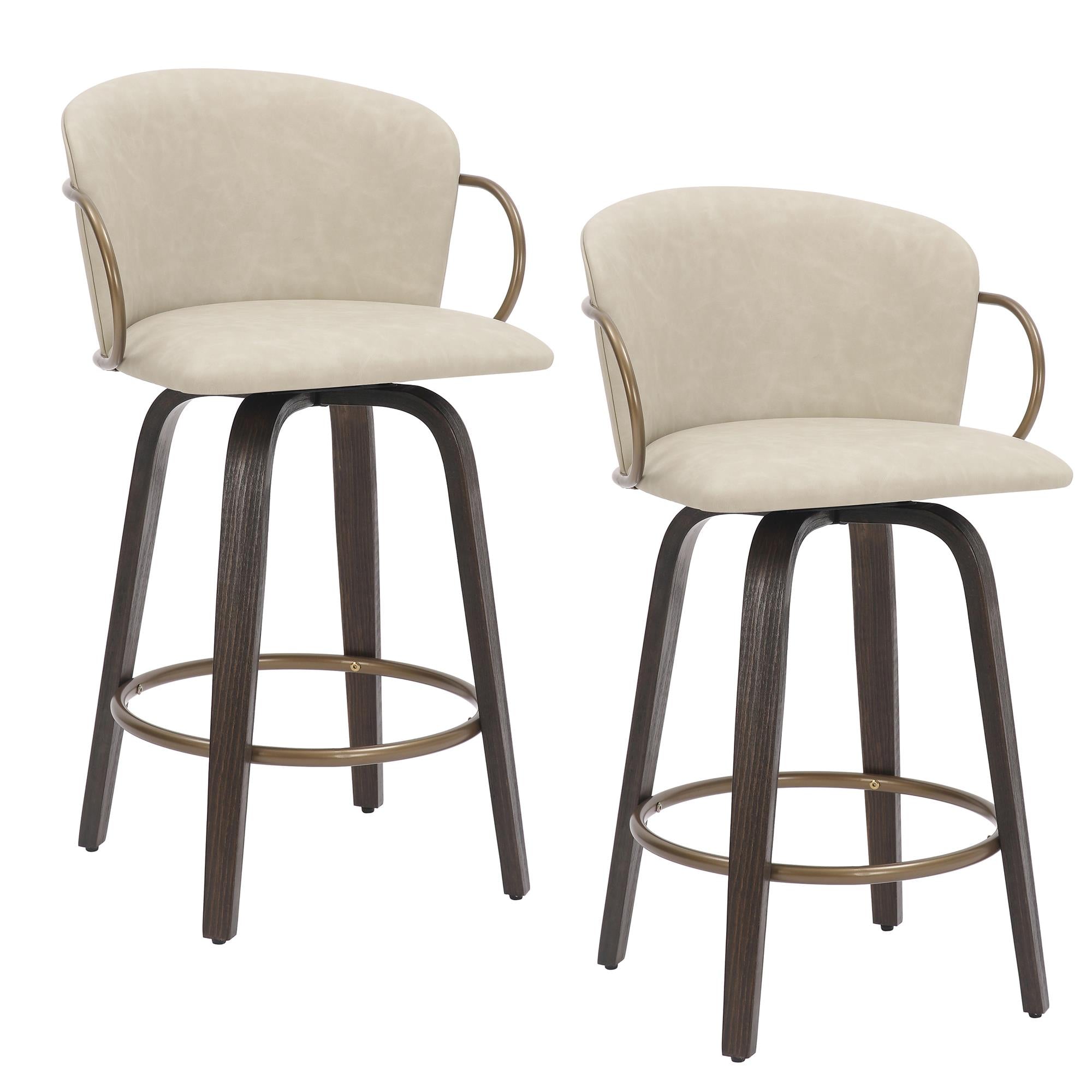  !nspire Lawson 203-634IV 26" Counter Stool with Swivel - Vintage Ivory, Brown and Aged Gold IMAGE 7