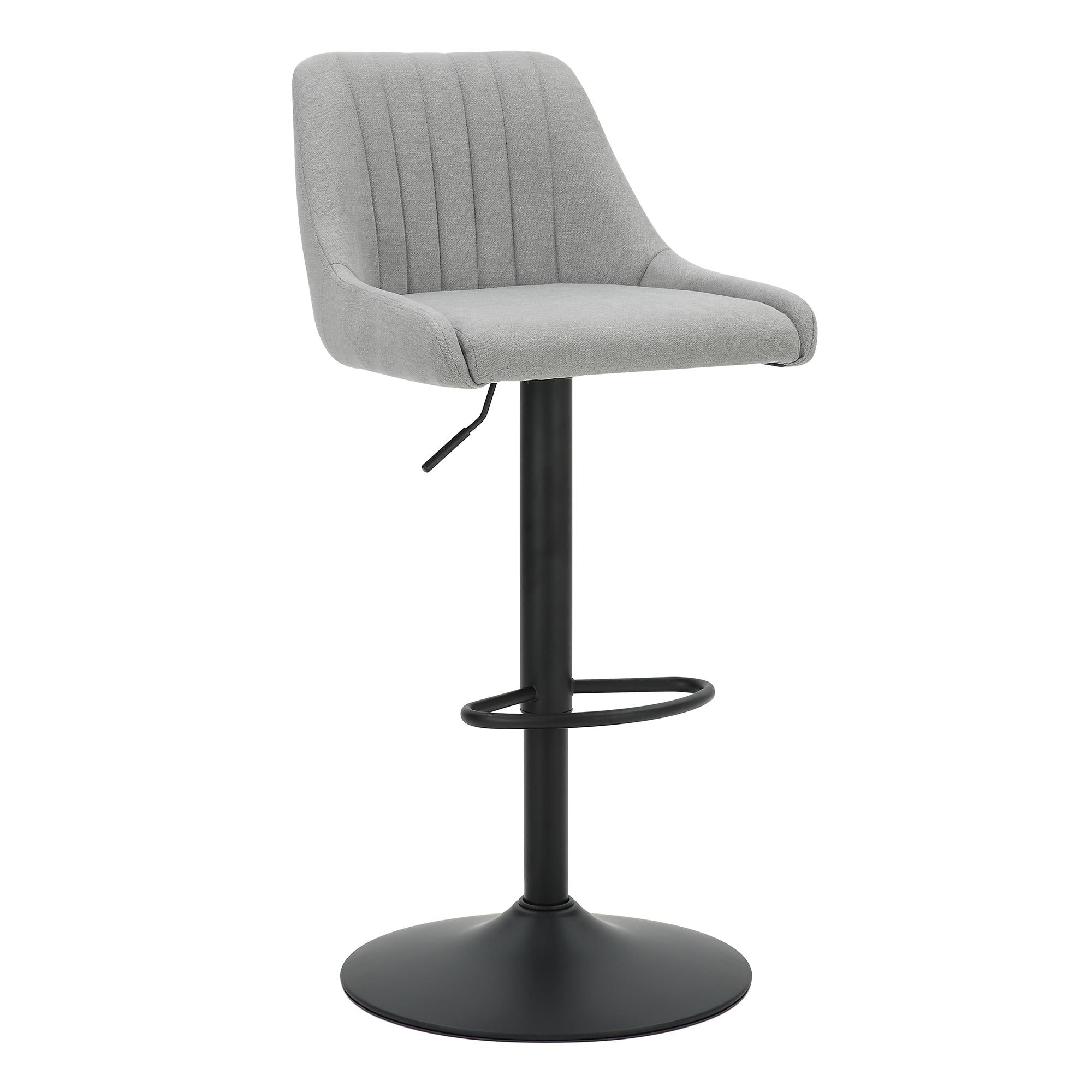 Worldwide Home Furnishings Kron 203-574GY Adjustable Height Air-Lift Swivel Stool - Grey Fabric IMAGE 1