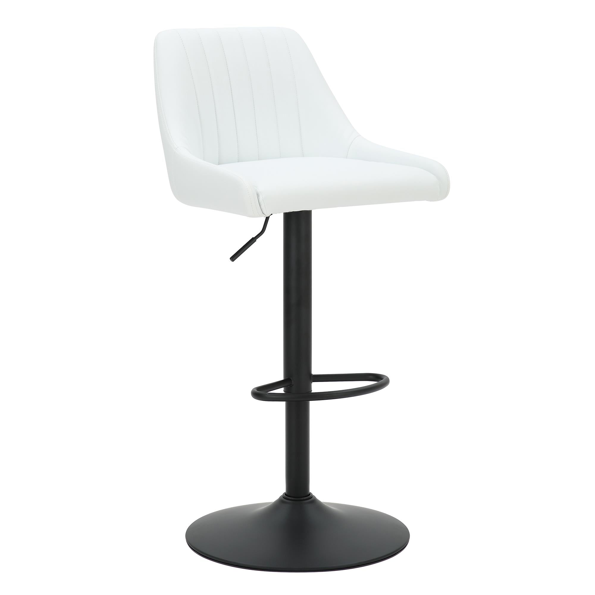  Worldwide Home Furnishings Kron 203-574PUWT Adjustable Height Air-Lift Swivel Stool - White Faux Leather IMAGE 1