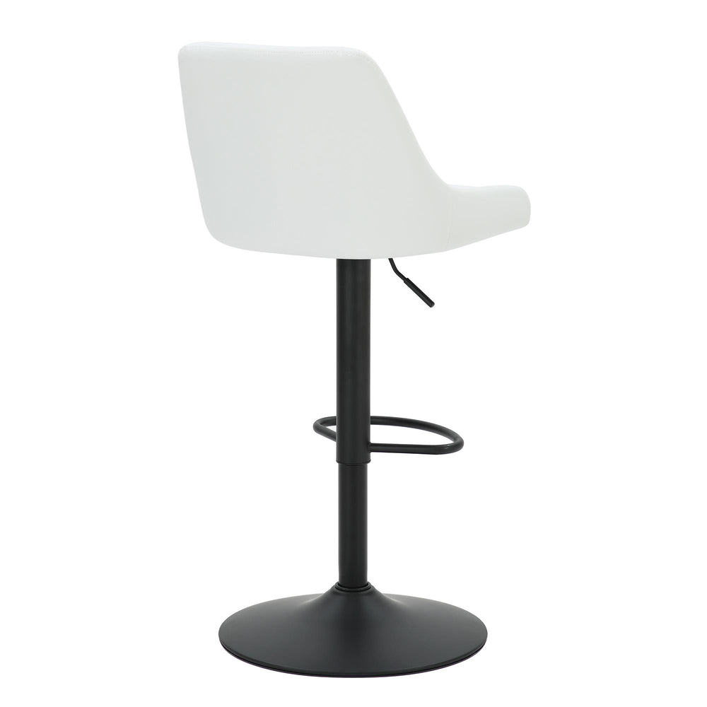  Worldwide Home Furnishings Kron 203-574PUWT Adjustable Height Air-Lift Swivel Stool - White Faux Leather IMAGE 3