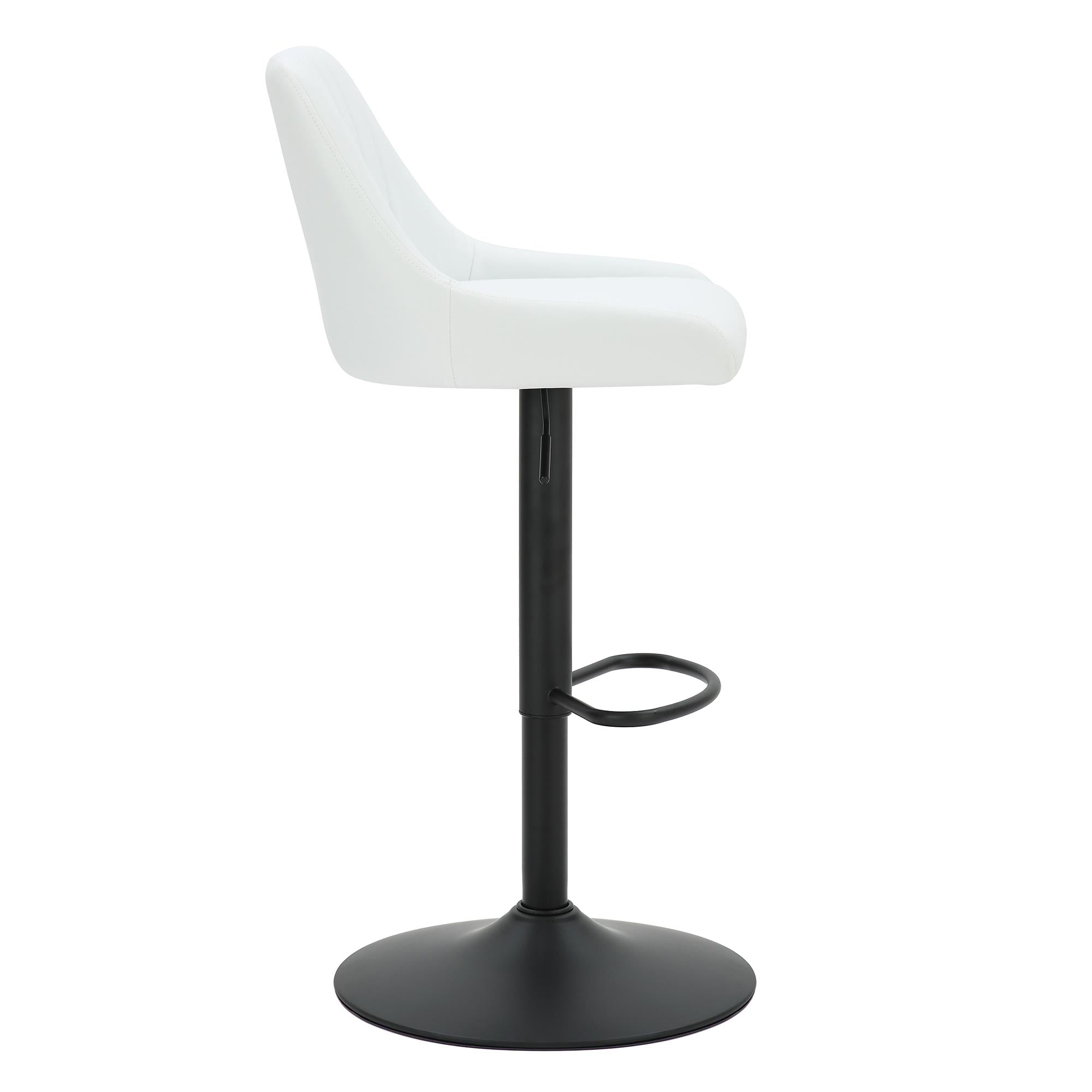 Worldwide Home Furnishings Kron 203-574PUWT Adjustable Height Air-Lift Swivel Stool - White Faux Leather IMAGE 4