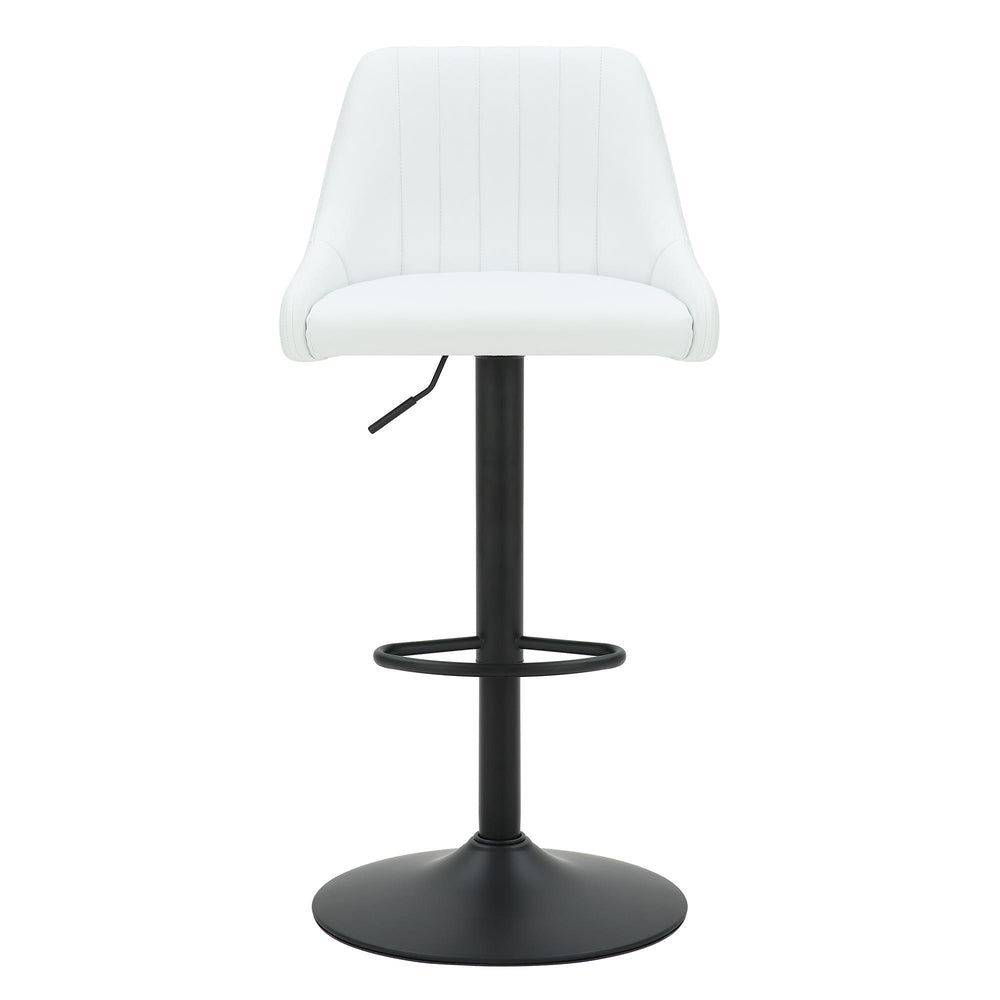  Worldwide Home Furnishings Kron 203-574PUWT Adjustable Height Air-Lift Swivel Stool - White Faux Leather IMAGE 5