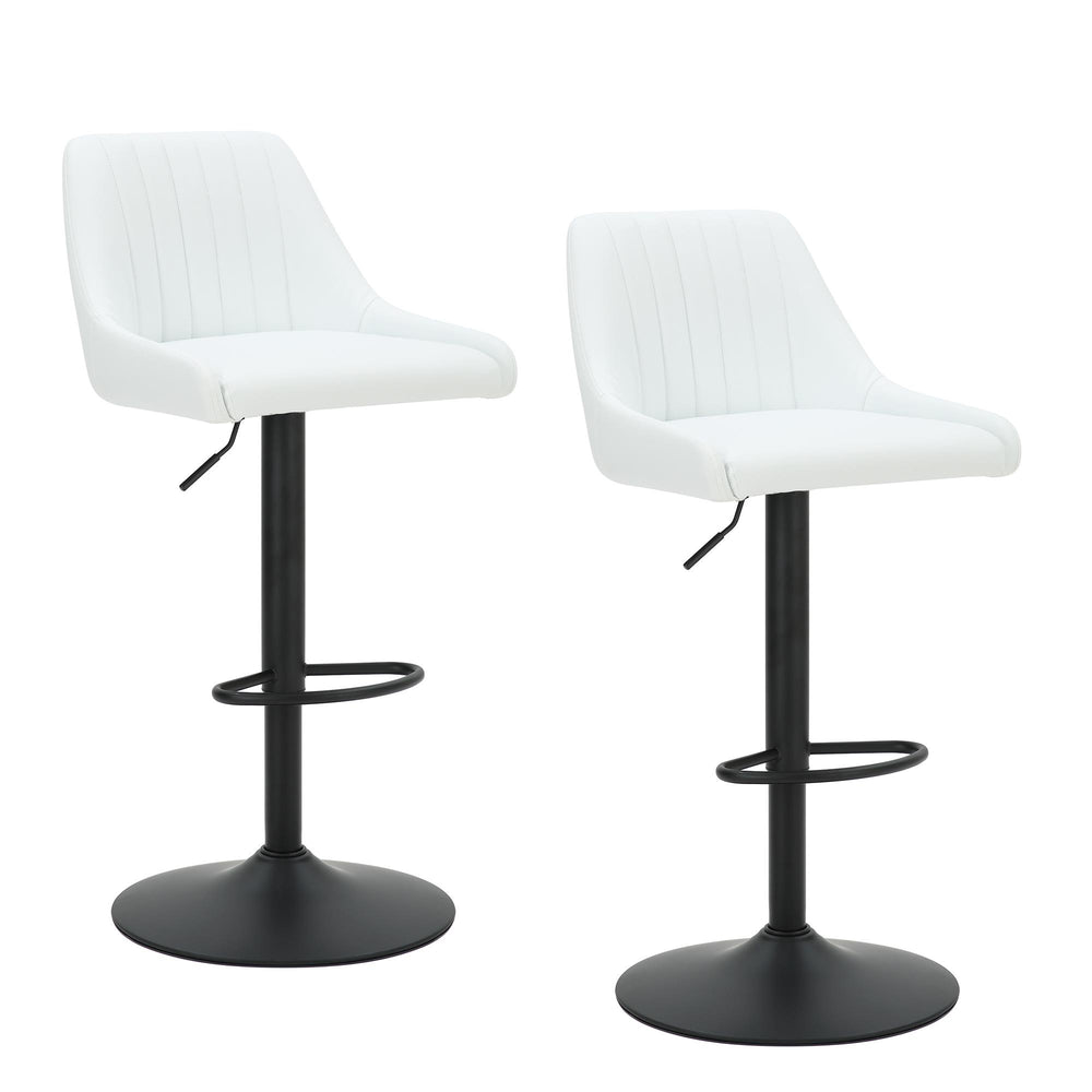  Worldwide Home Furnishings Kron 203-574PUWT Adjustable Height Air-Lift Swivel Stool - White Faux Leather IMAGE 7