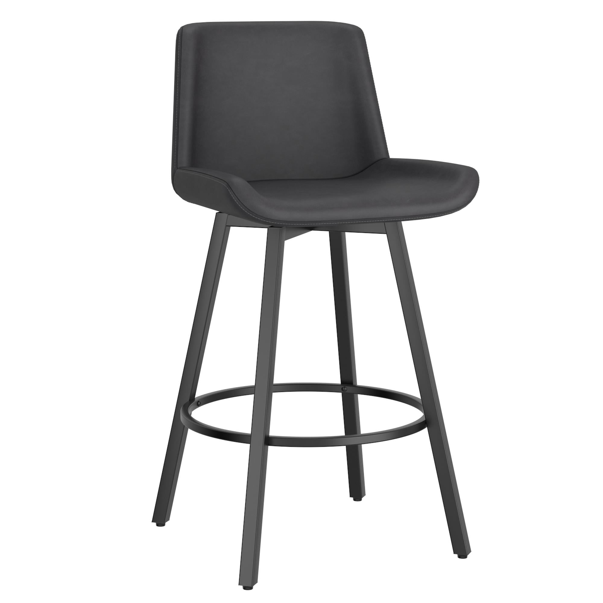  !nspire Fern 203-666PUCH 26" Counter Stool with Swivel - Vintage Charcoal Faux Leather and Black IMAGE 1