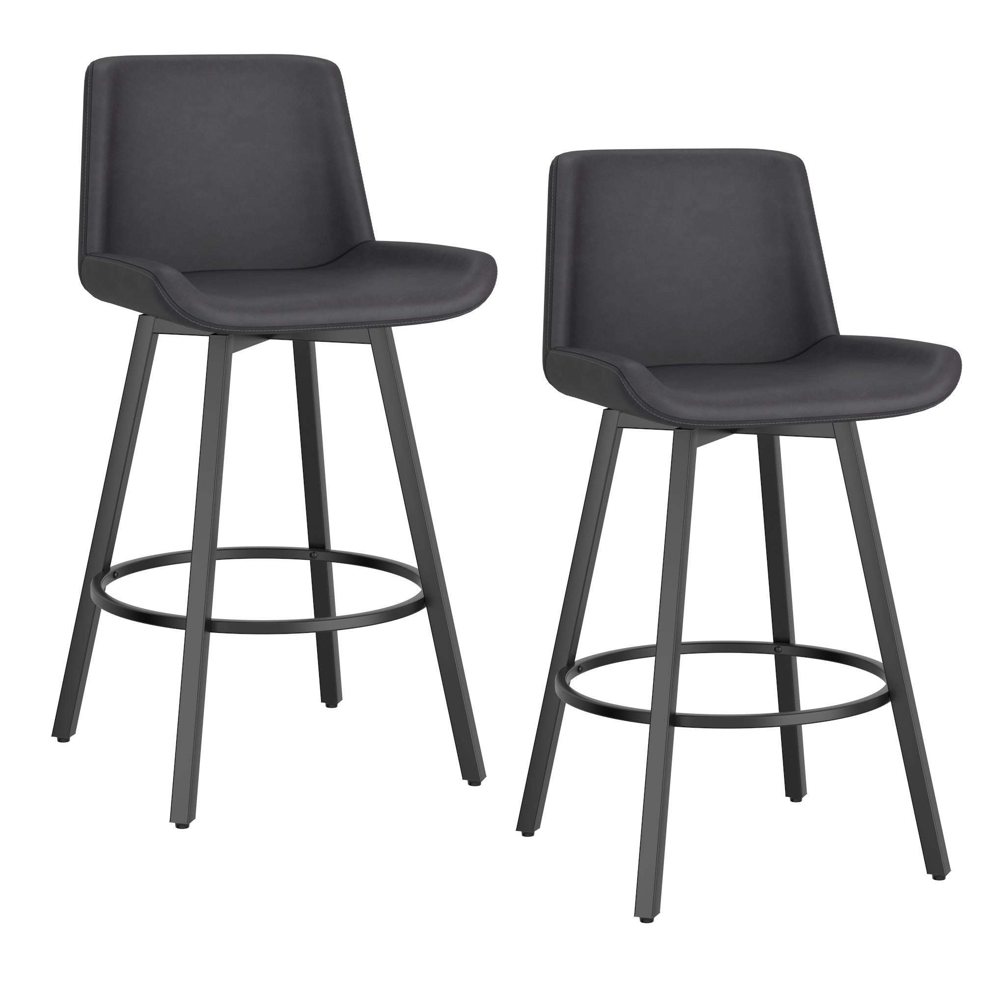  !nspire Fern 203-666PUCH 26" Counter Stool with Swivel - Vintage Charcoal Faux Leather and Black IMAGE 7
