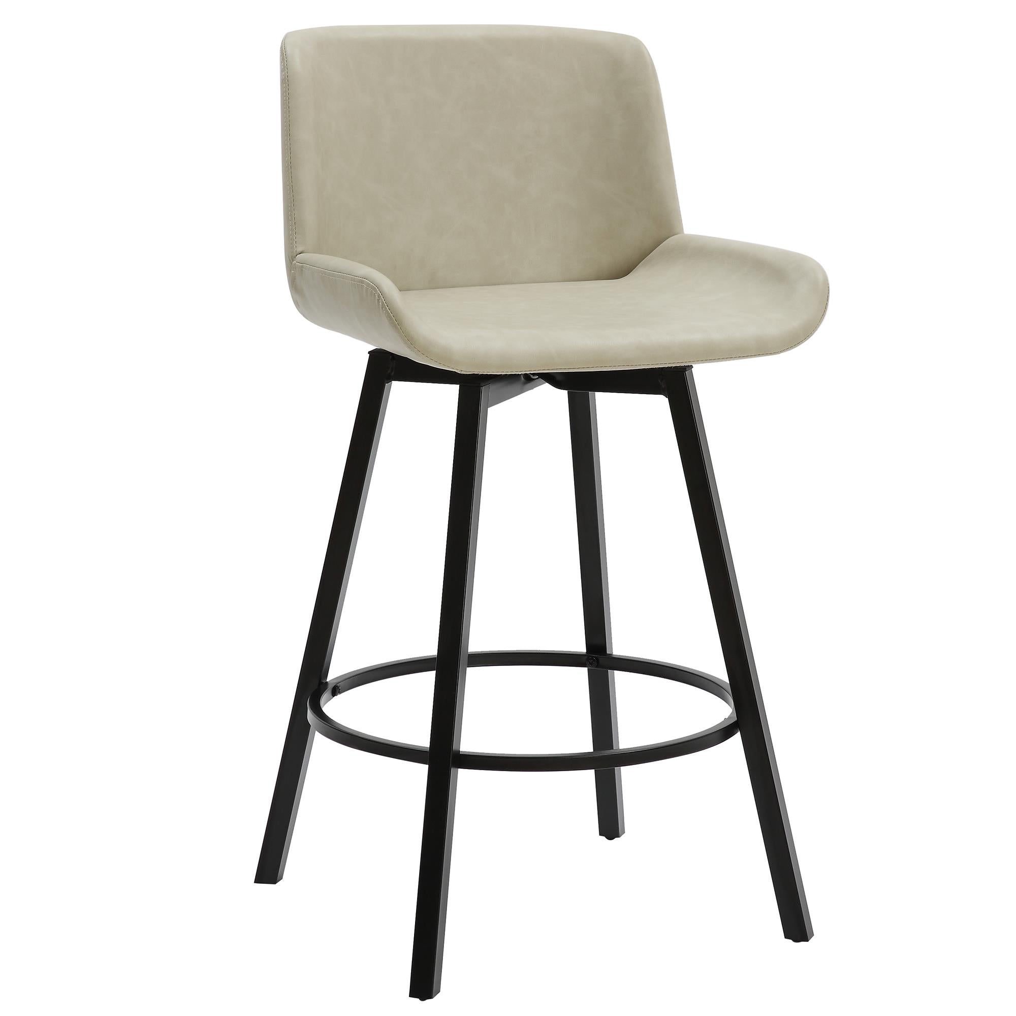  !nspire Fern 203-666PUIV 26" Counter Stool with Swivel - Vintage Ivory Faux Leather and Black IMAGE 1