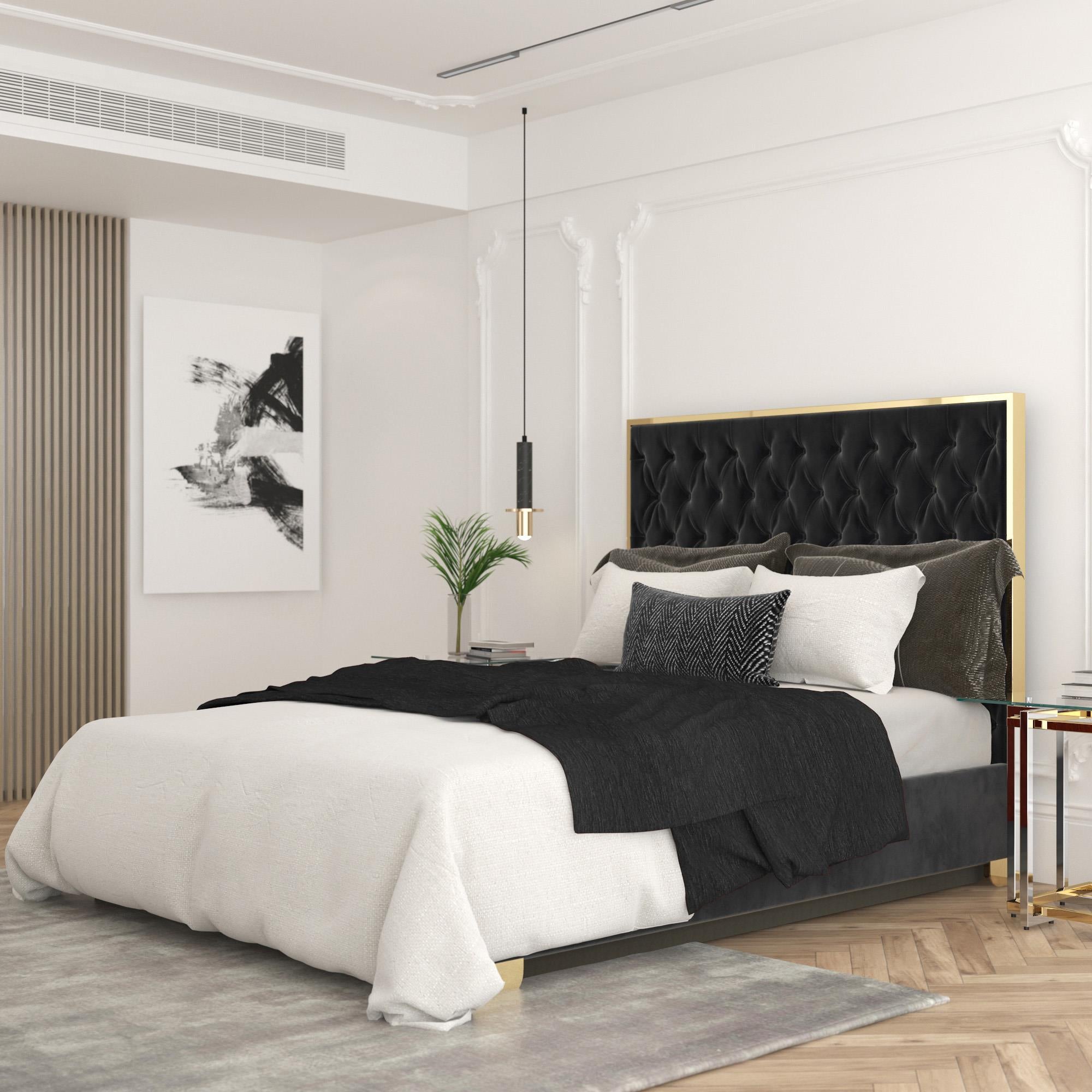  !nspire Lucille 101-596Q-BK_GL 60" Queen Bed - Black and Gold IMAGE 2