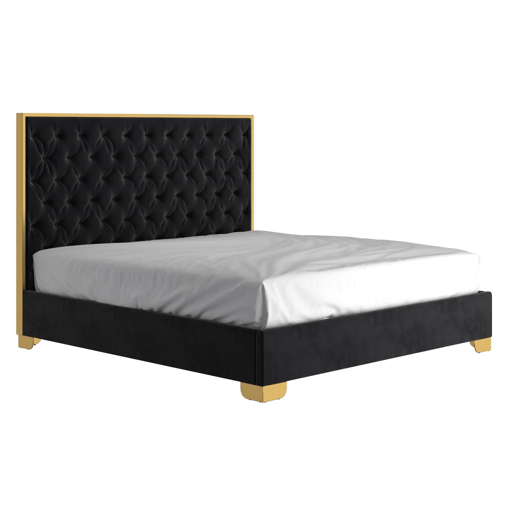  !nspire Lucille 101-596K-BK_GL 78" King Bed - Black and Gold IMAGE 1
