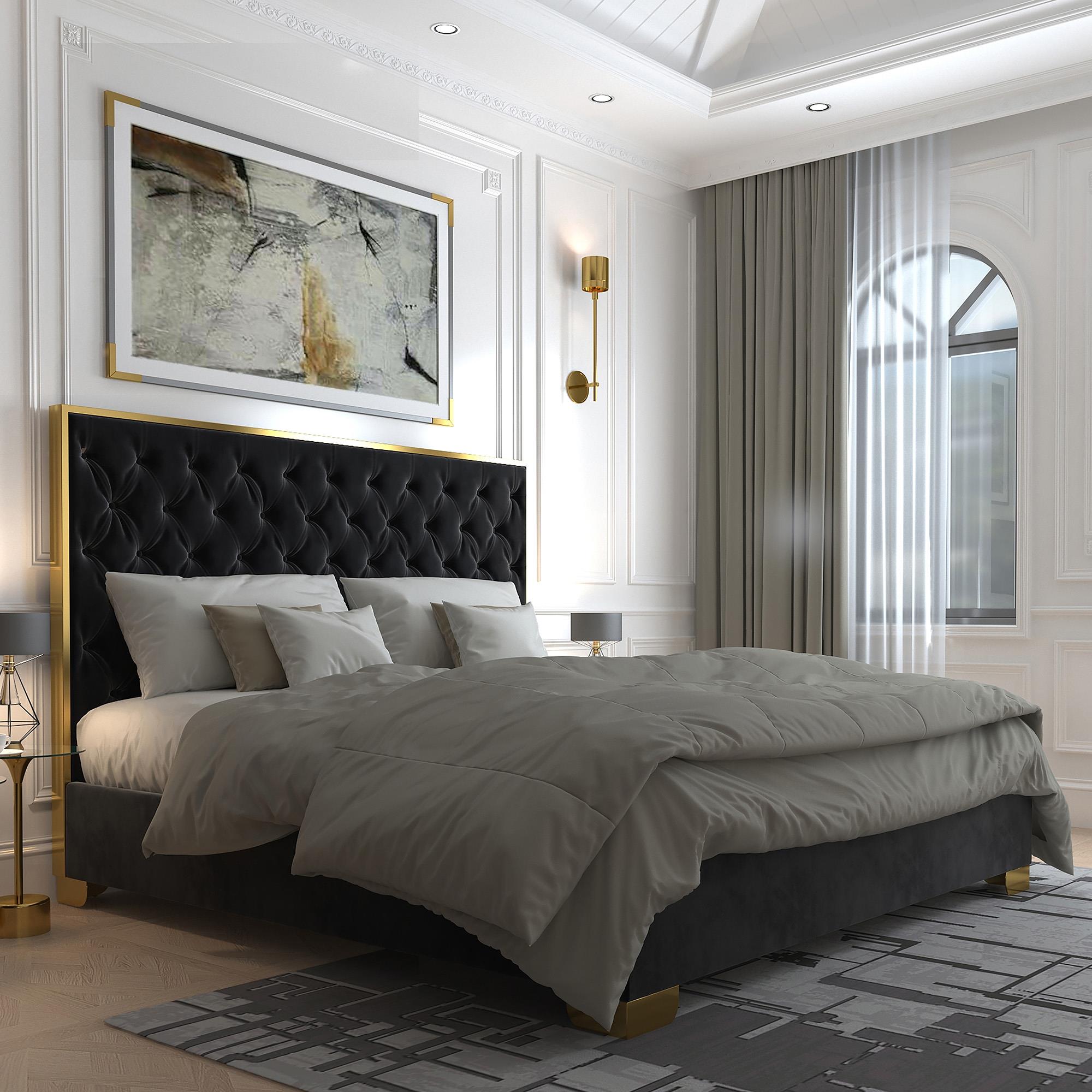  !nspire Lucille 101-596K-BK_GL 78" King Bed - Black and Gold IMAGE 2