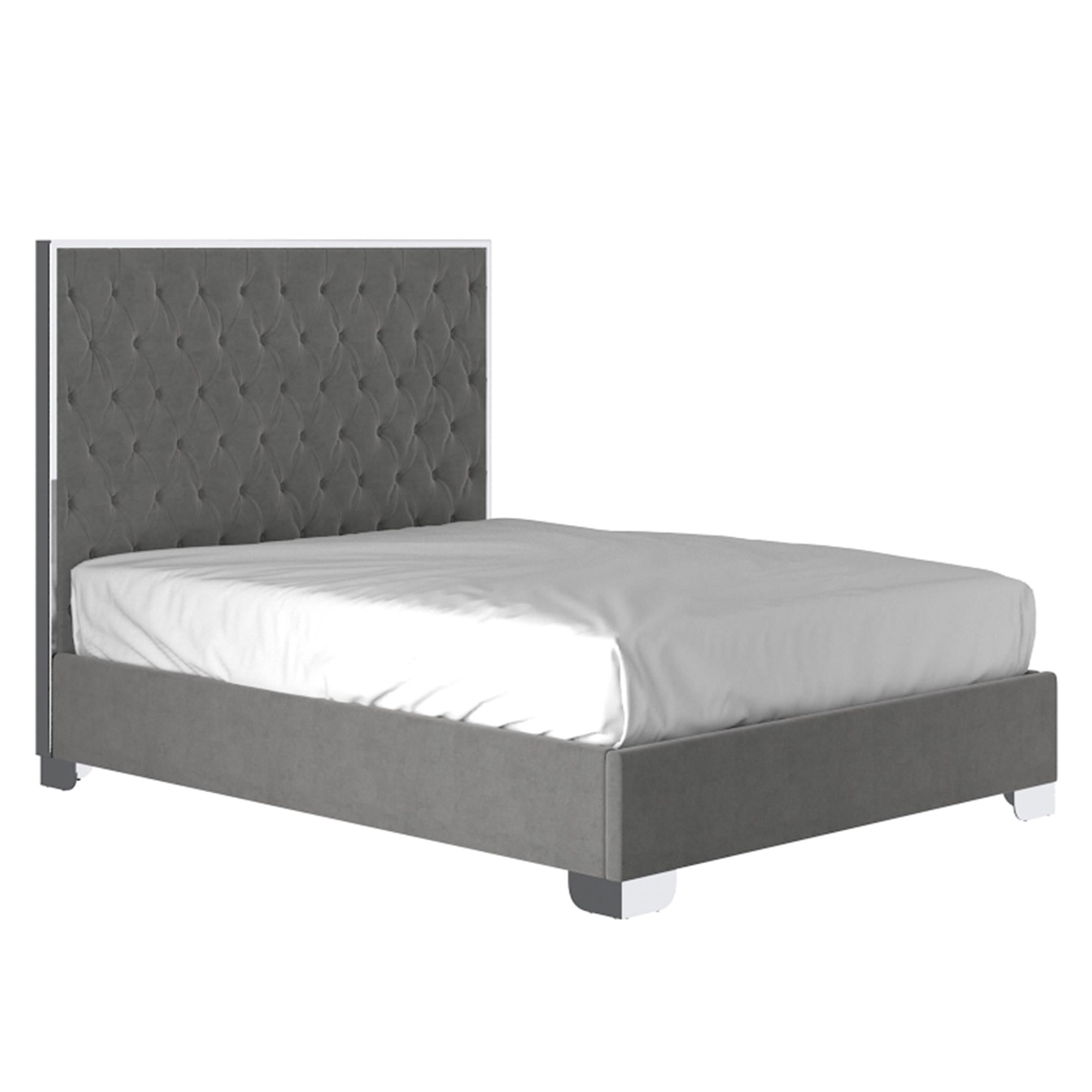 !nspire Lucille 101-596Q-GY_CH 60" Queen Bed - Grey and Silver IMAGE 1