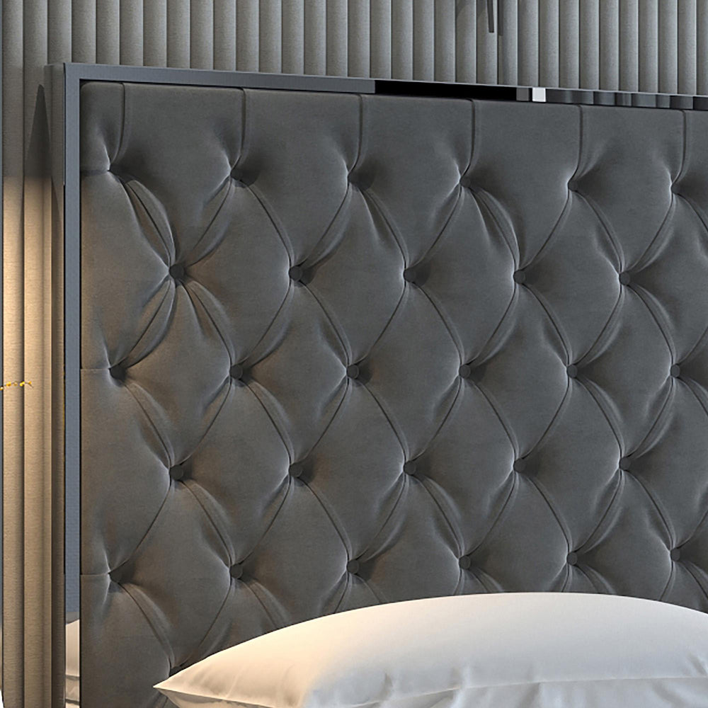  !nspire Lucille 101-596Q-GY_CH 60" Queen Bed - Grey and Silver IMAGE 7