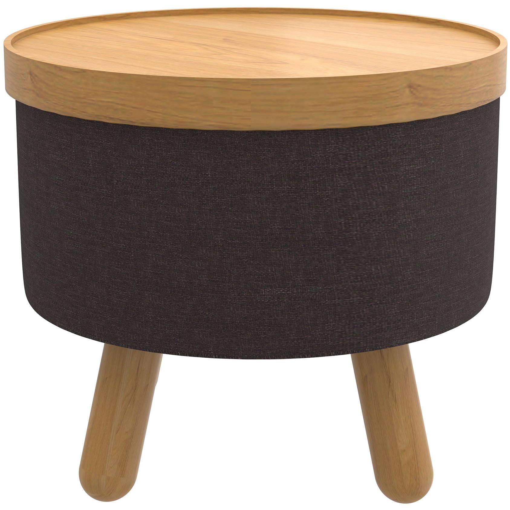 Worldwide Home Furnishings Betsy 402-376CH_NT Round Storage Ottoman with Tray - Charcoal and Natural IMAGE 2