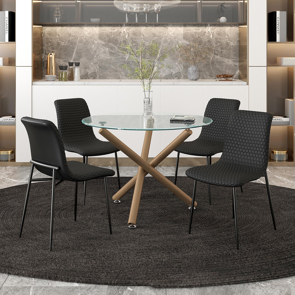  Worldwide Home Furnishings Carmilla/Brixx 207-353_083BLK 5 pc Dining Set - Aged Gold with Black chair IMAGE 1