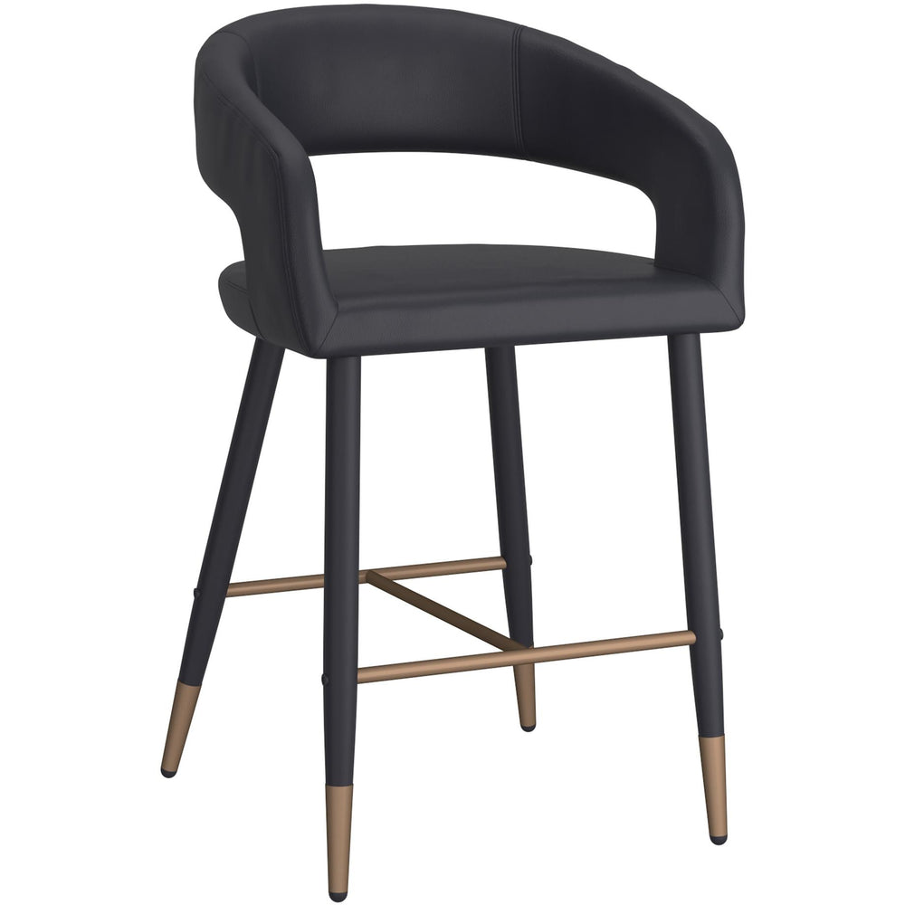  !nspire Crimson 203-096BK 26" Counter Stool - Black Faux Leather and Black and Aged Gold IMAGE 1
