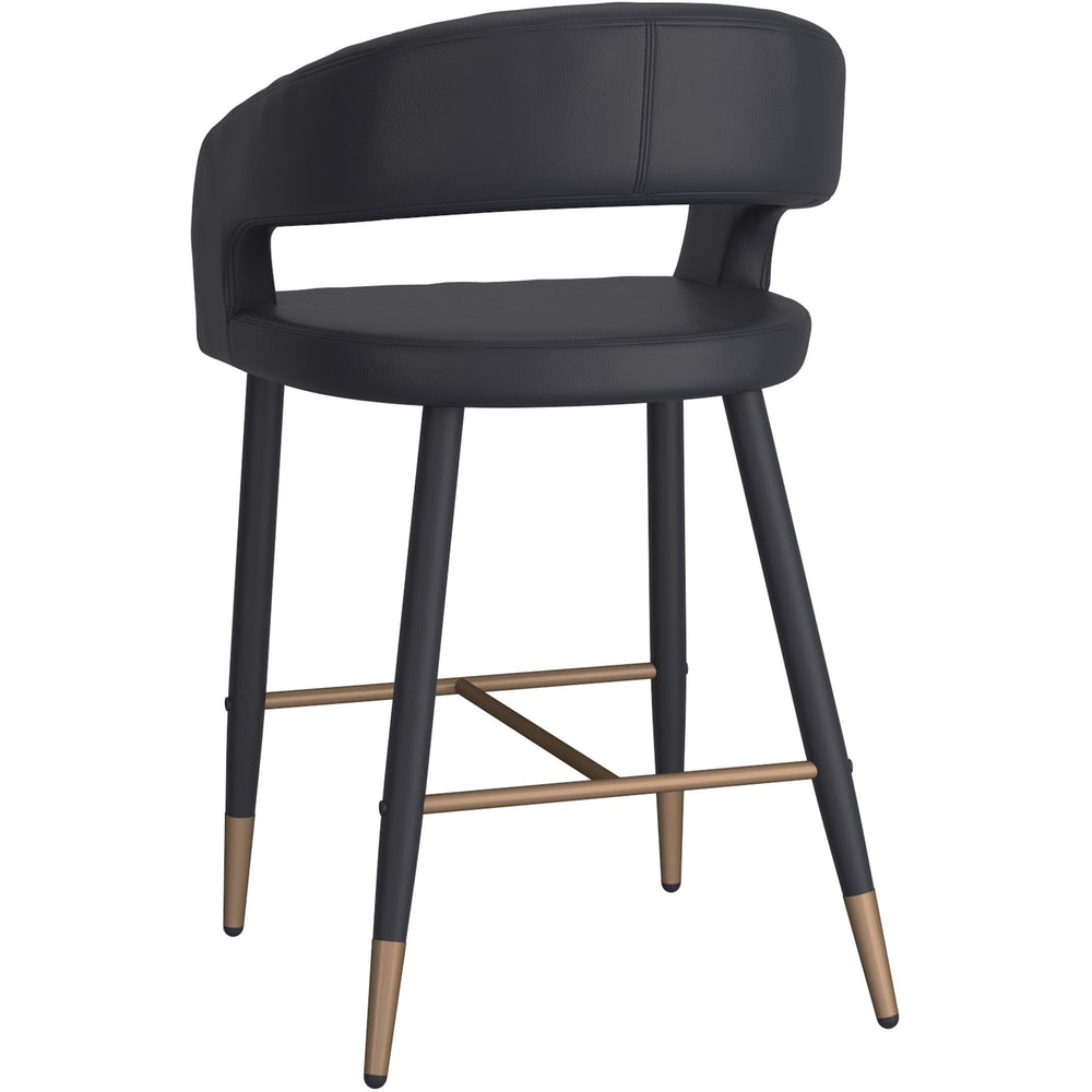  !nspire Crimson 203-096BK 26" Counter Stool - Black Faux Leather and Black and Aged Gold IMAGE 2