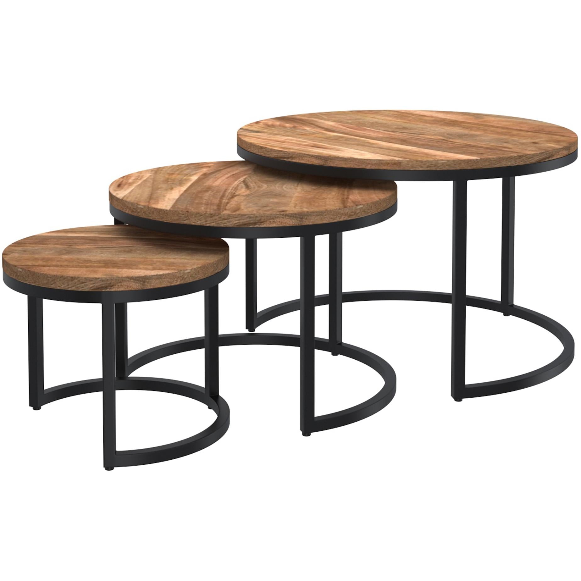  !nspire Darsh 303-403NAT 3 pc Coffee Table Set - Natural and Black IMAGE 1