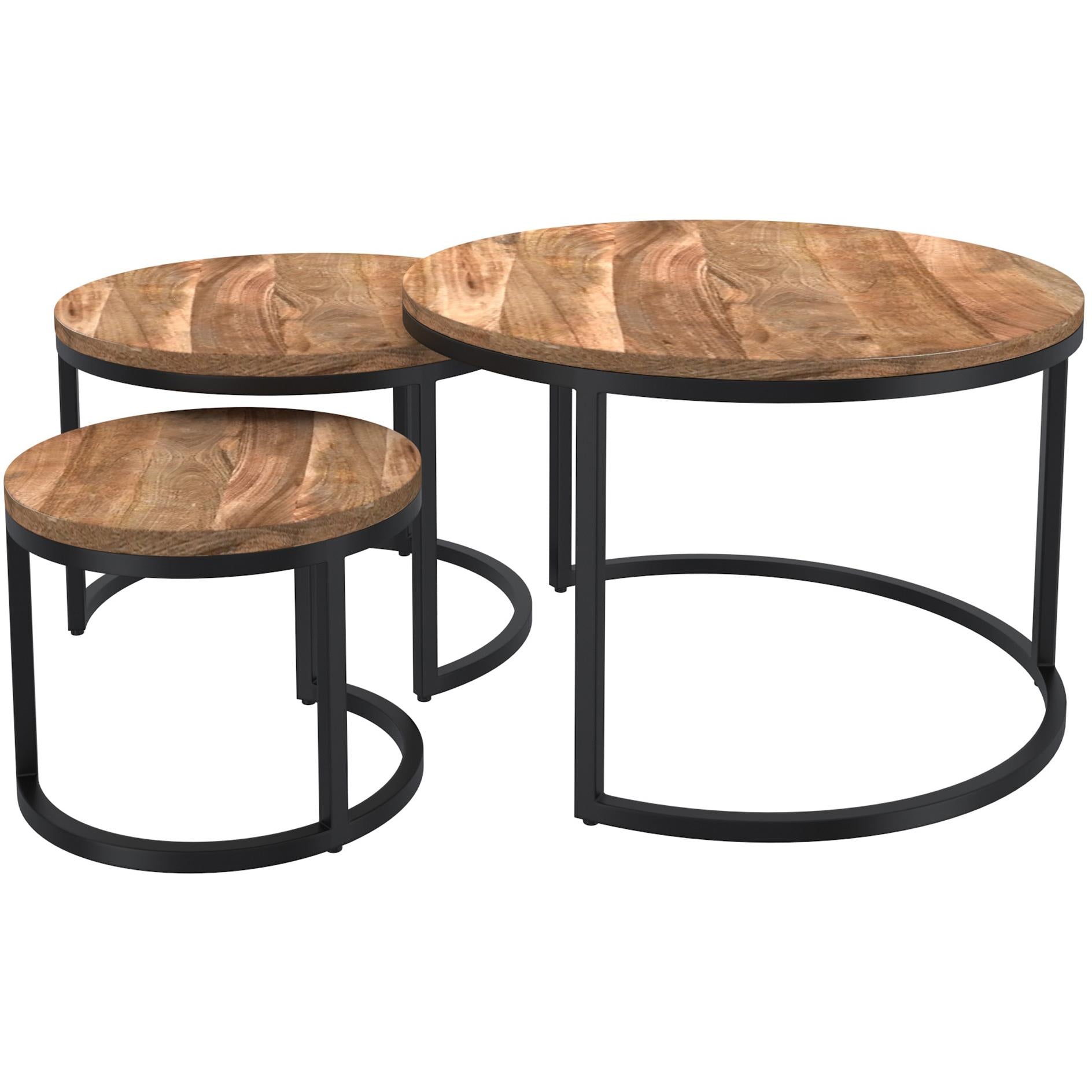  !nspire Darsh 303-403NAT 3 pc Coffee Table Set - Natural and Black IMAGE 3