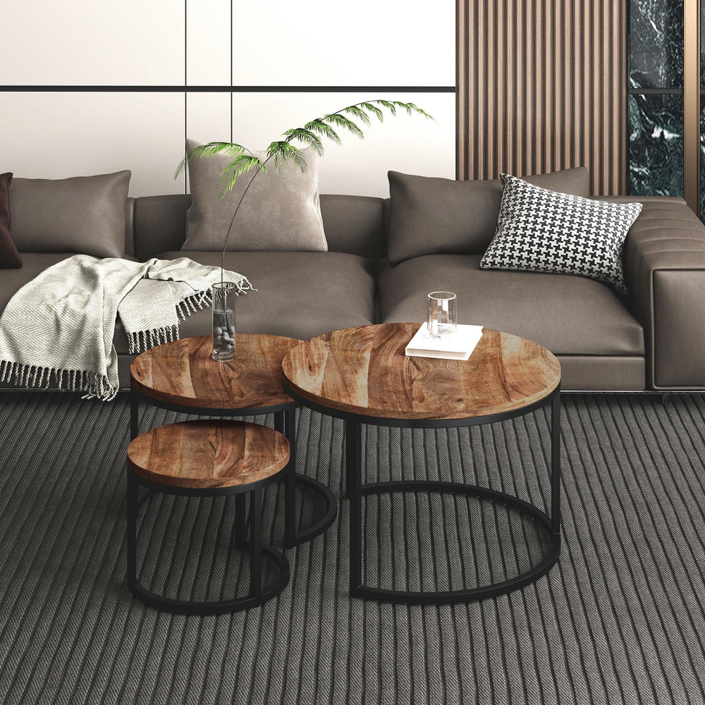  !nspire Darsh 303-403NAT 3 pc Coffee Table Set - Natural and Black IMAGE 6