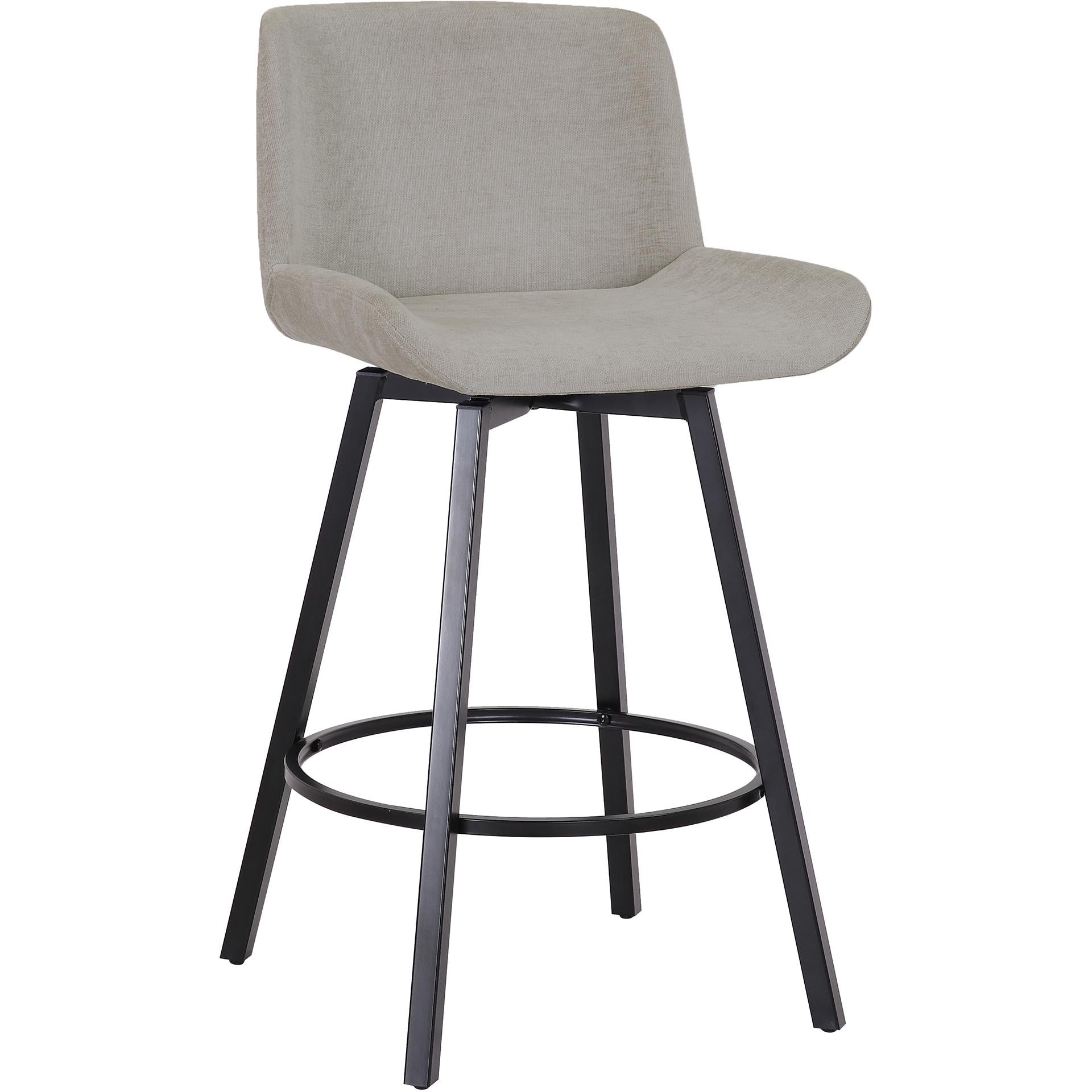  !nspire Fern 203-666GY 26" Counter Stool with Swivel - Grey Fabric and Black IMAGE 1