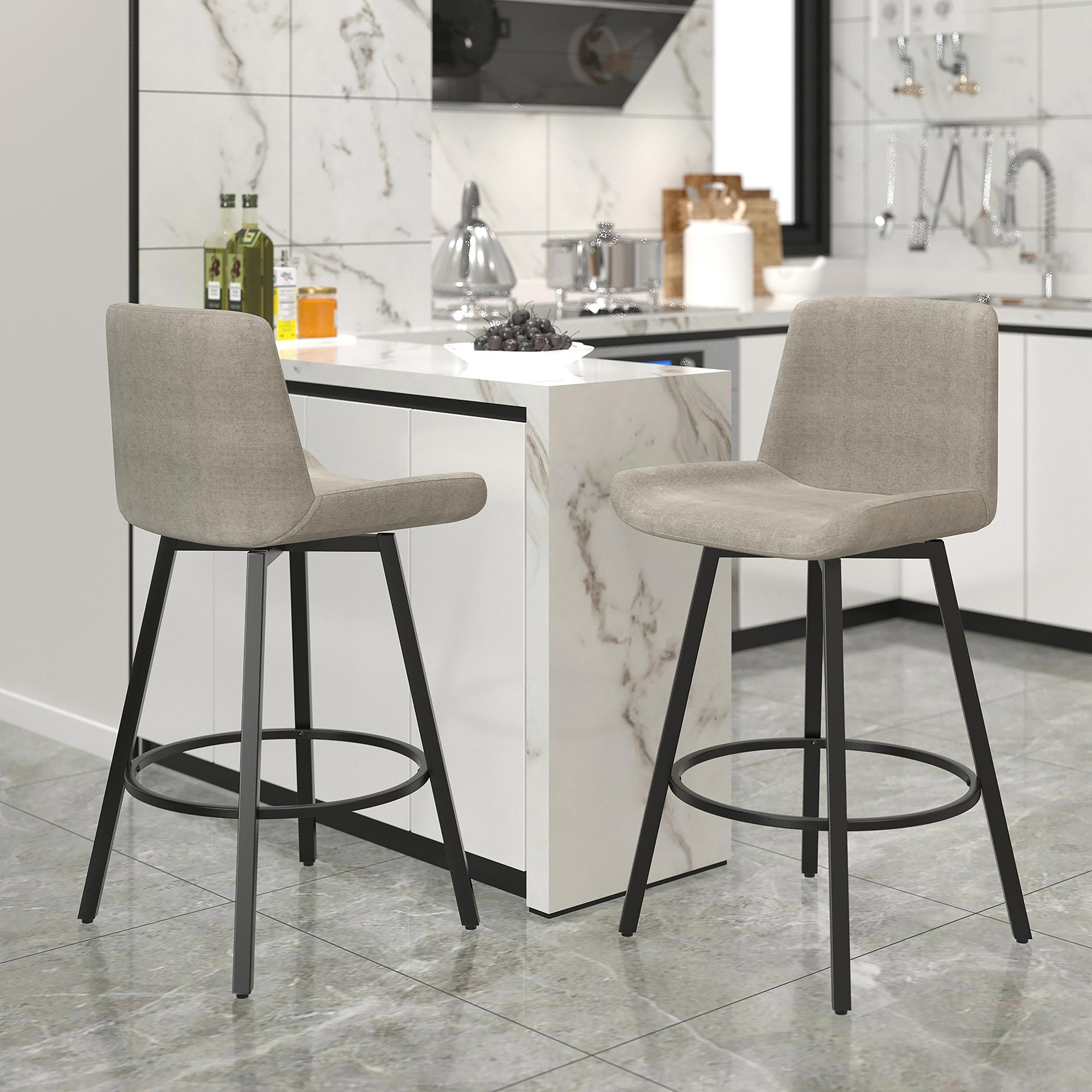  !nspire Fern 203-666GY 26" Counter Stool with Swivel - Grey Fabric and Black IMAGE 6