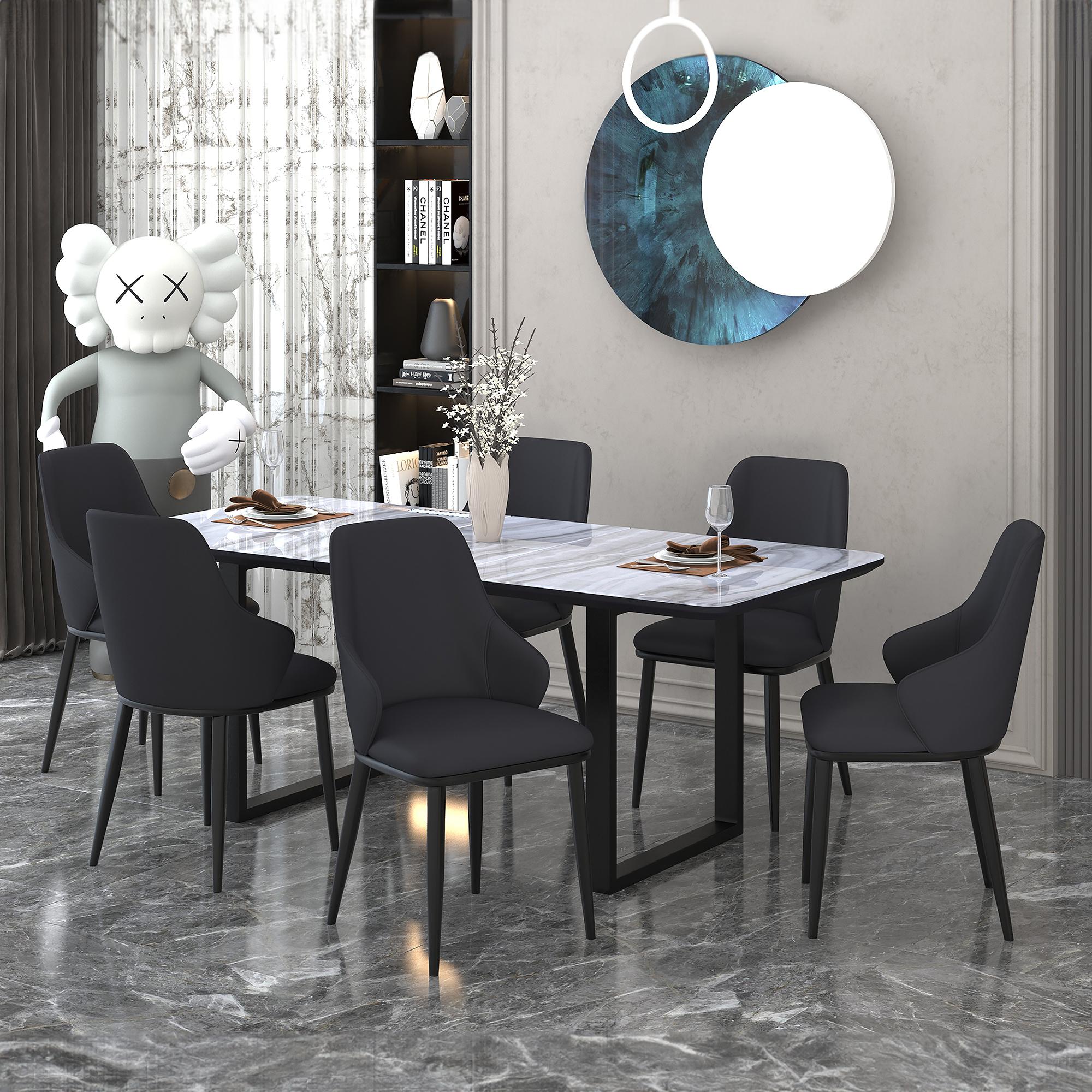  Worldwide Home Furnishings Gavin/Kash 207-360_084BLK 7 pc Dining Set - Black with Black Chair IMAGE 1