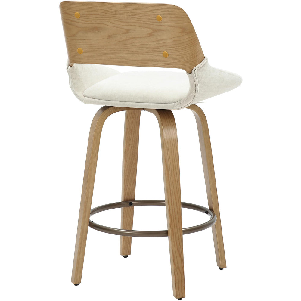  !nspire Hudson 203-582BG 26" Counter Stool with Swivel - Beige Fabric and Natural IMAGE 2
