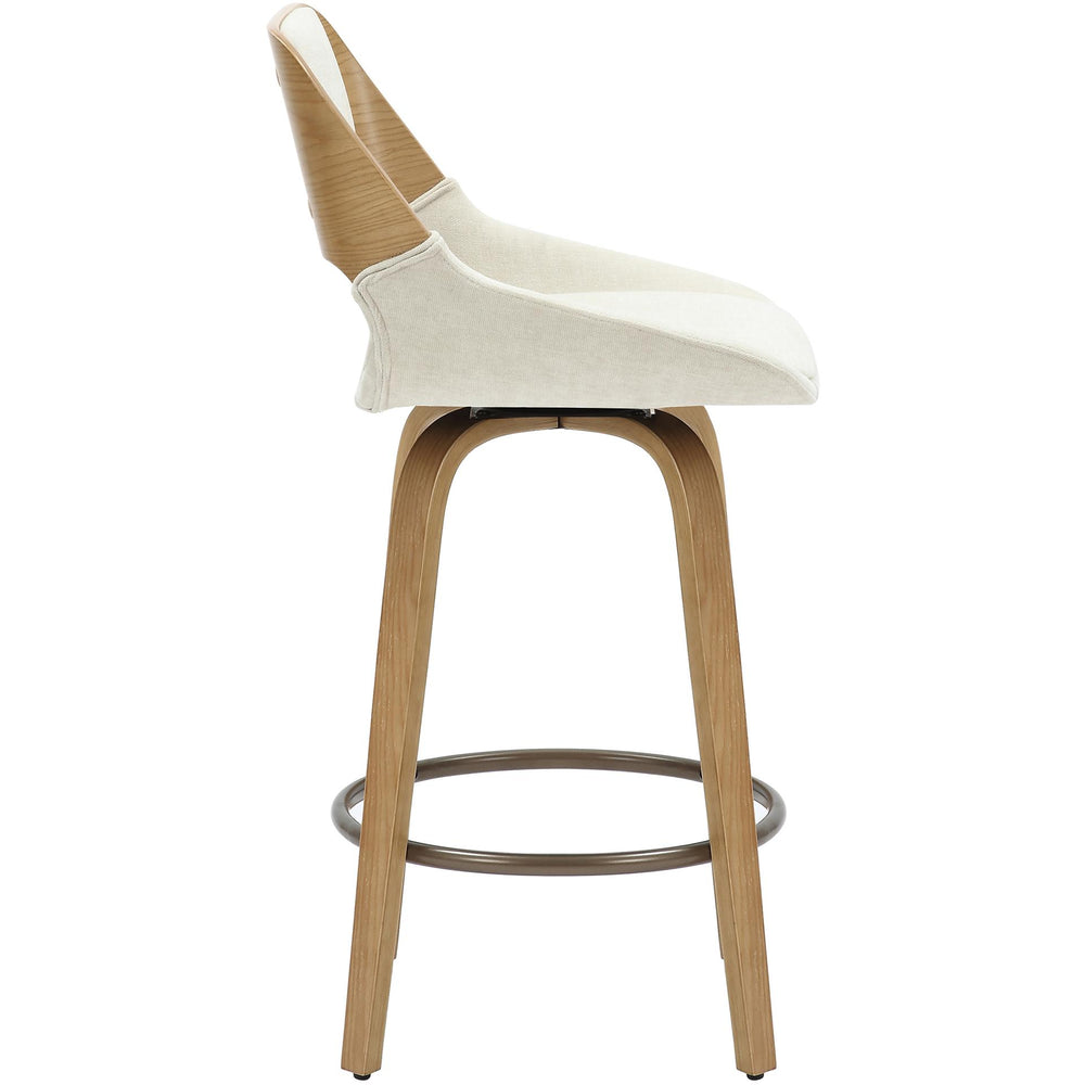  !nspire Hudson 203-582BG 26" Counter Stool with Swivel - Beige Fabric and Natural IMAGE 3