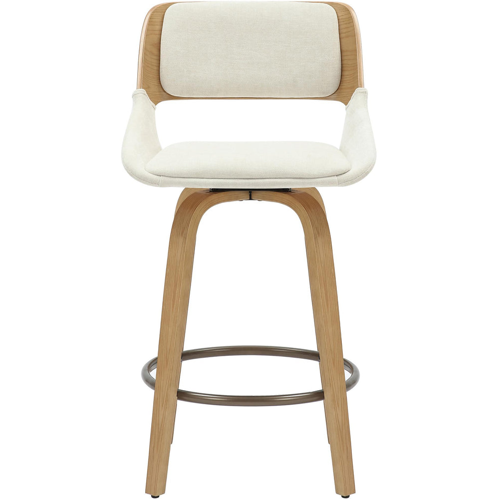 !nspire Hudson 203-582BG 26" Counter Stool with Swivel - Beige Fabric and Natural IMAGE 4