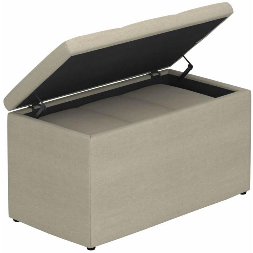  Worldwide Home Furnishings Levi 402-611BG 2 pc Rectangular Storage Ottoman Bench Set - Beige Fabric IMAGE 3