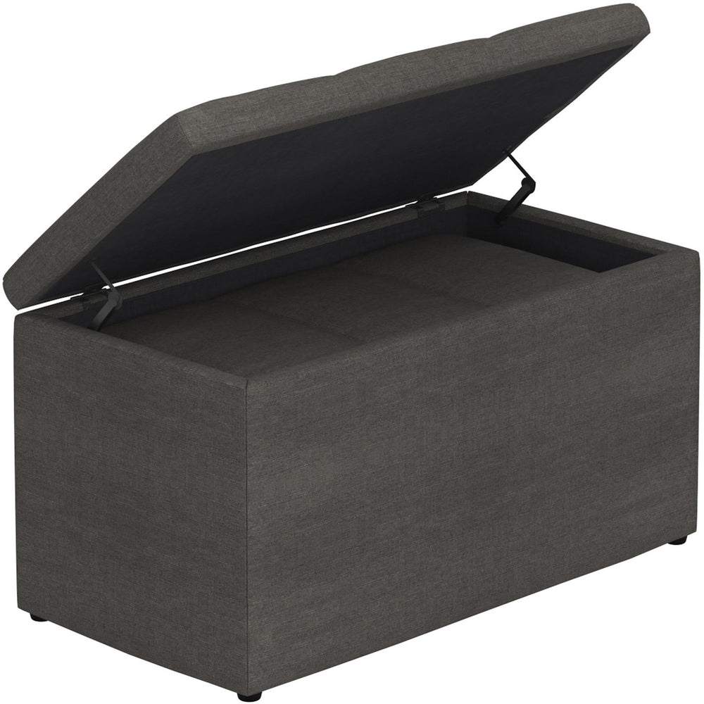  Worldwide Home Furnishings Levi 402-611CH 2 pc Rectangular Storage Ottoman Bench Set - Charcoal Fabric IMAGE 3