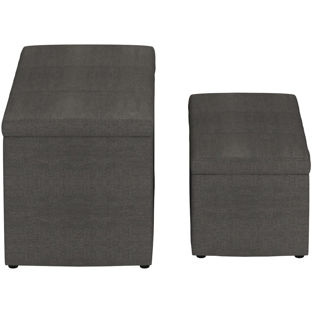  Worldwide Home Furnishings Levi 402-611CH 2 pc Rectangular Storage Ottoman Bench Set - Charcoal Fabric IMAGE 5