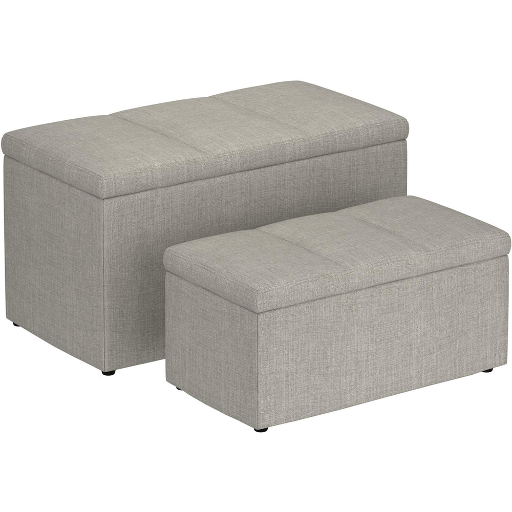  Worldwide Home Furnishings Levi 402-611LG 2 pc Rectangular Storage Ottoman Bench Set - Light Grey Fabric IMAGE 1