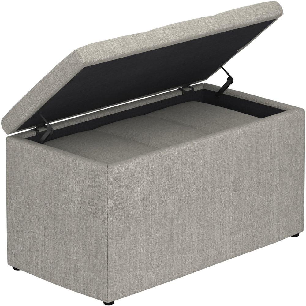  Worldwide Home Furnishings Levi 402-611LG 2 pc Rectangular Storage Ottoman Bench Set - Light Grey Fabric IMAGE 3