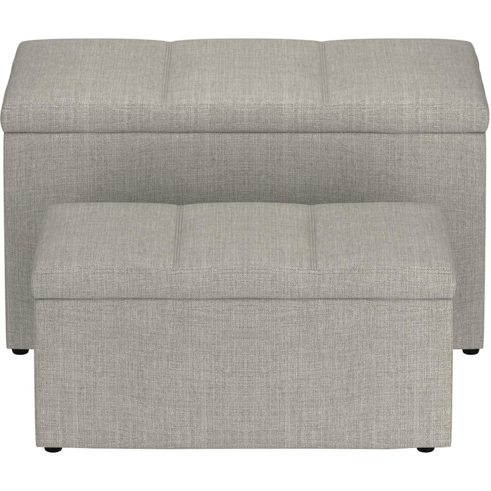  Worldwide Home Furnishings Levi 402-611LG 2 pc Rectangular Storage Ottoman Bench Set - Light Grey Fabric IMAGE 4
