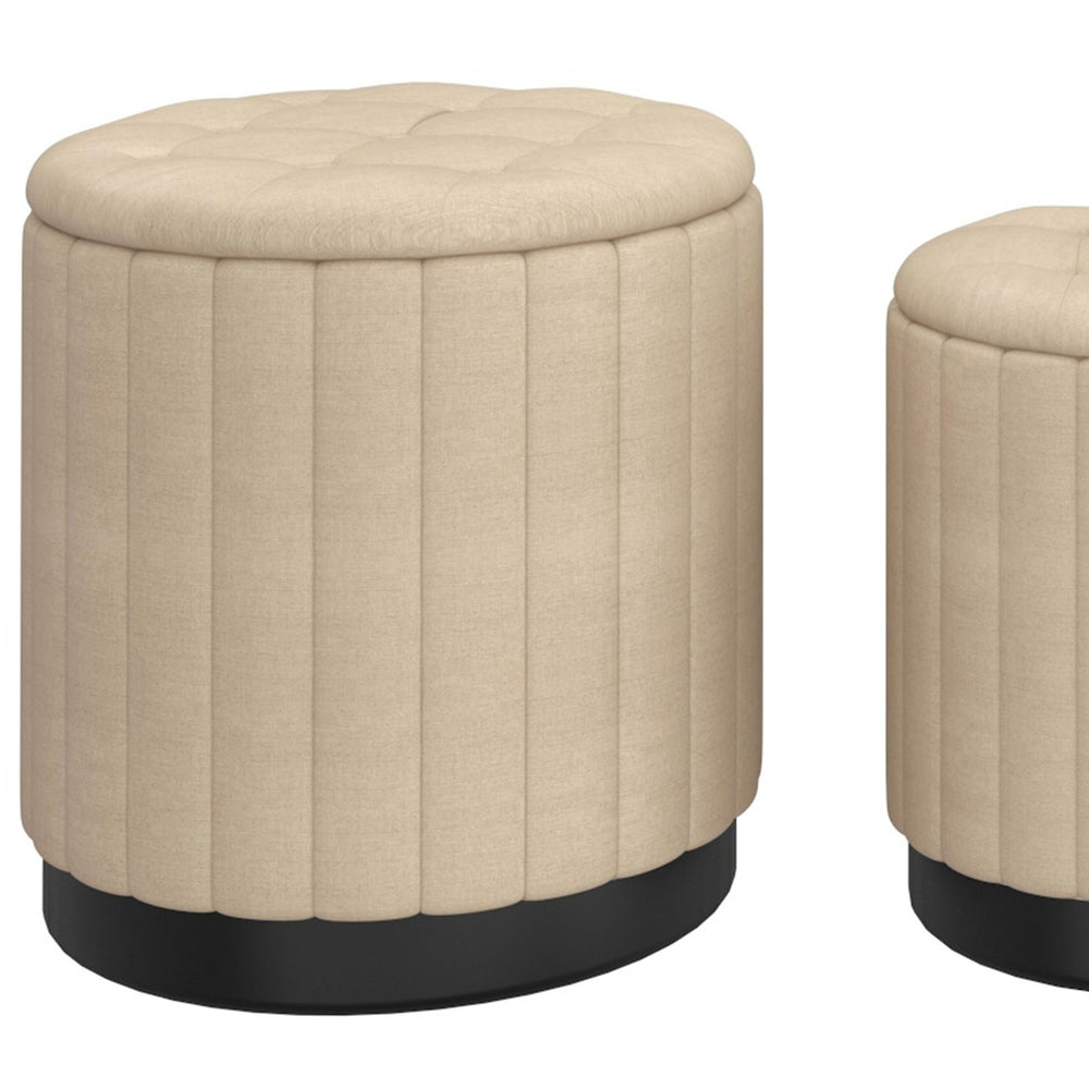  !nspire Lexi 402-173BG_BK 3 pc Round Storage Ottoman Set - Beige and Black IMAGE 5