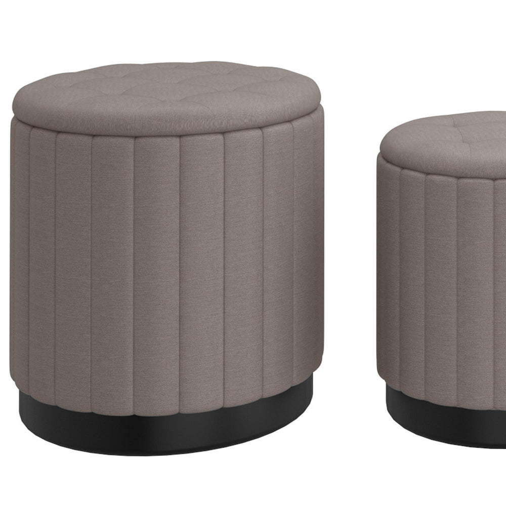  !nspire Lexi 402-173GY_BK 3 pc Round Storage Ottoman Set - Warm Grey and Black IMAGE 5