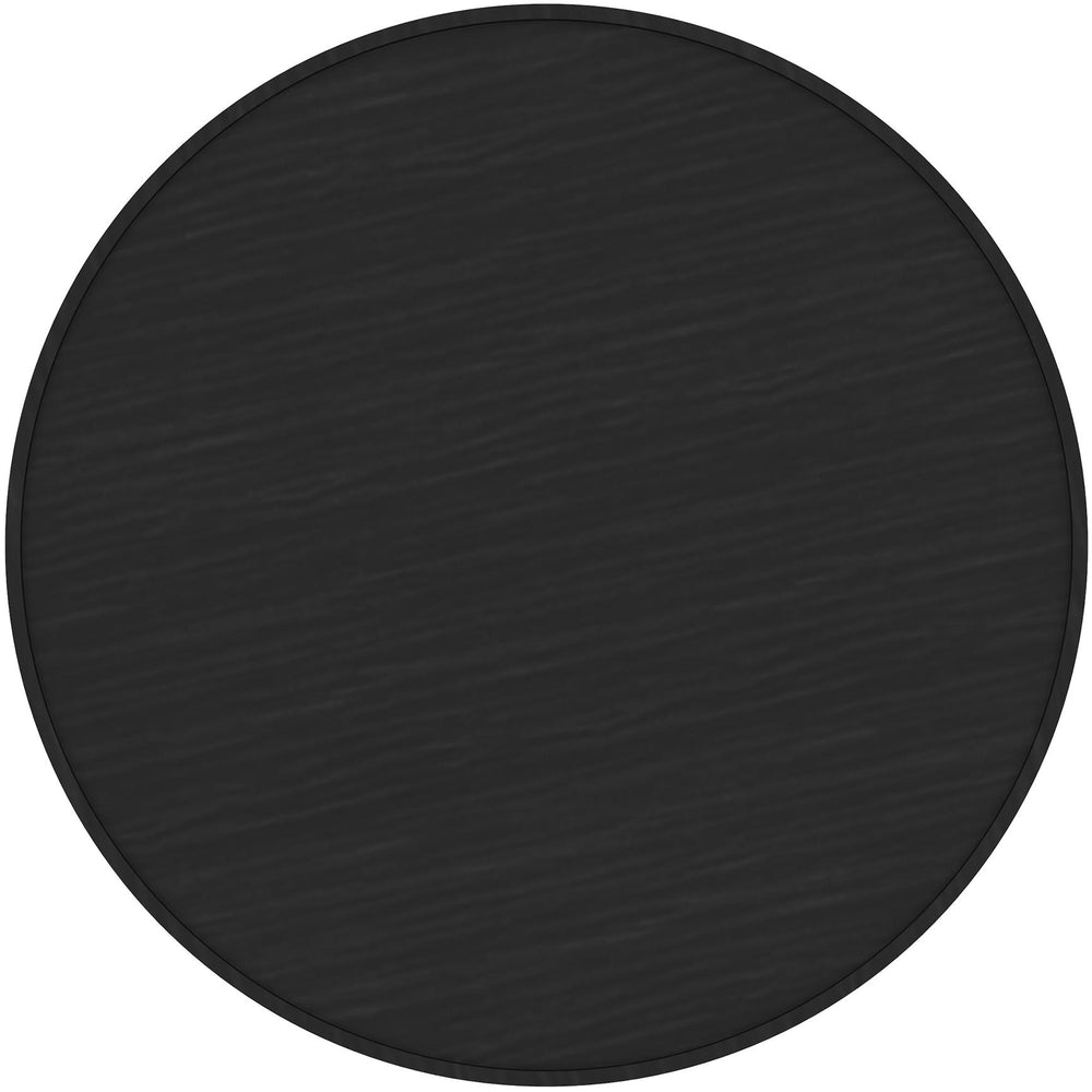  Worldwide Home Furnishings Polly 402-687BG_BK Round Storage Ottoman with Tray - Beige and Black IMAGE 6