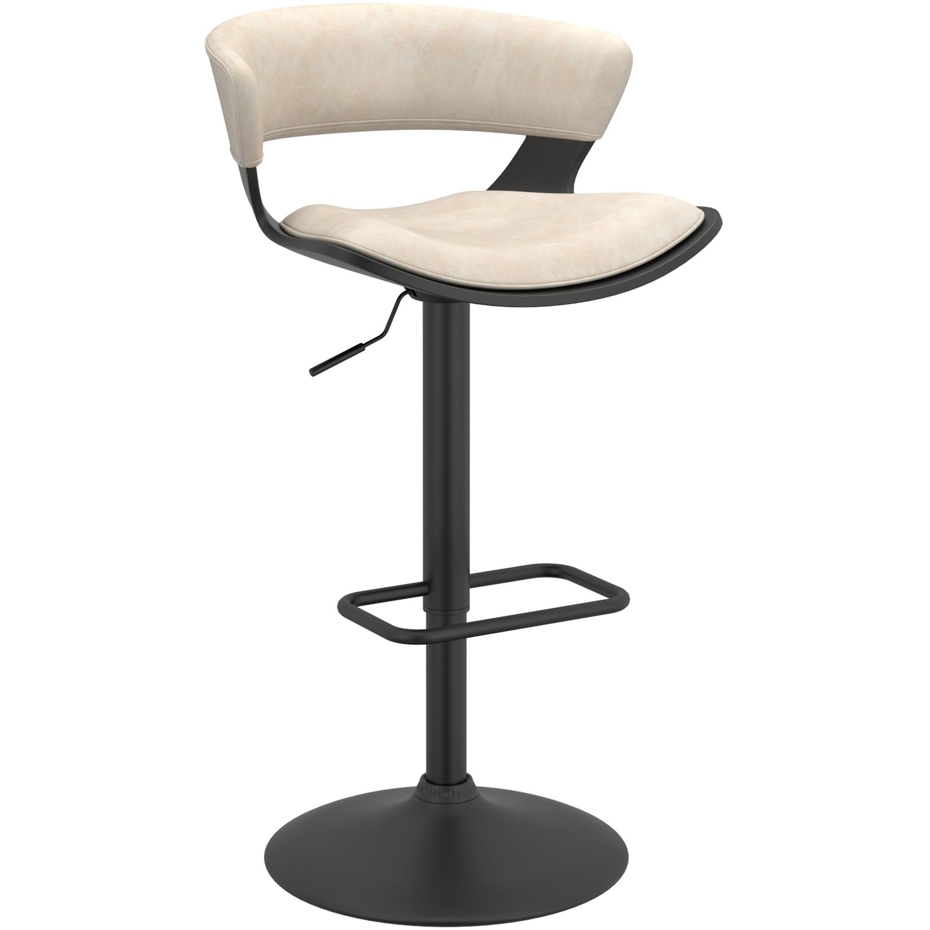  !nspire Rover 203-554IV Adjustable Air Lift Stool - Ivory and Black IMAGE 1