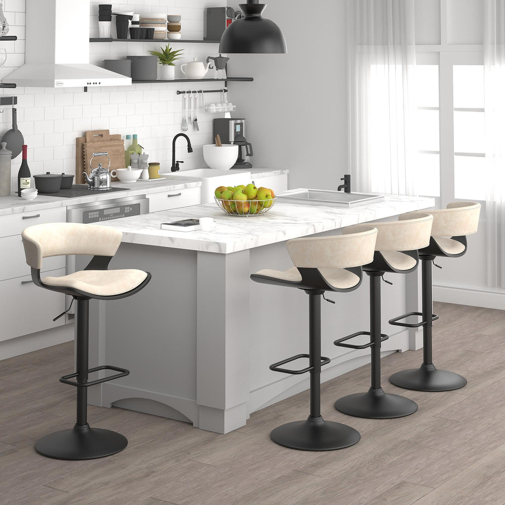  !nspire Rover 203-554IV Adjustable Air Lift Stool - Ivory and Black IMAGE 6